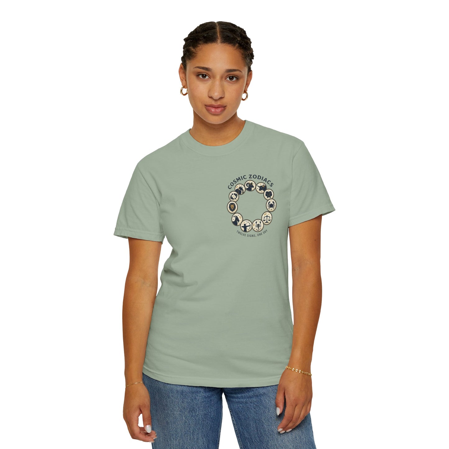 Zodiac Circle T-Shirt – Cosmic Zodiac Astrology Graphic Tee | Celestial Star Sign Shirt, Unisex Tee