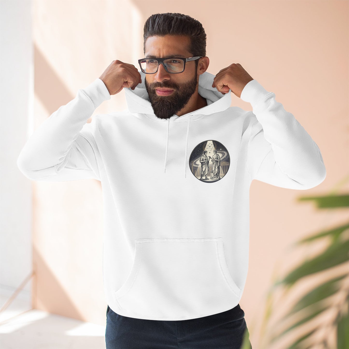 Vintage Celestial Moon Hoodie – Classical Figures Graphic Pullover, Mythology Inspired Unisex Sweatshirt, Retro Spiritual Art Hoodie