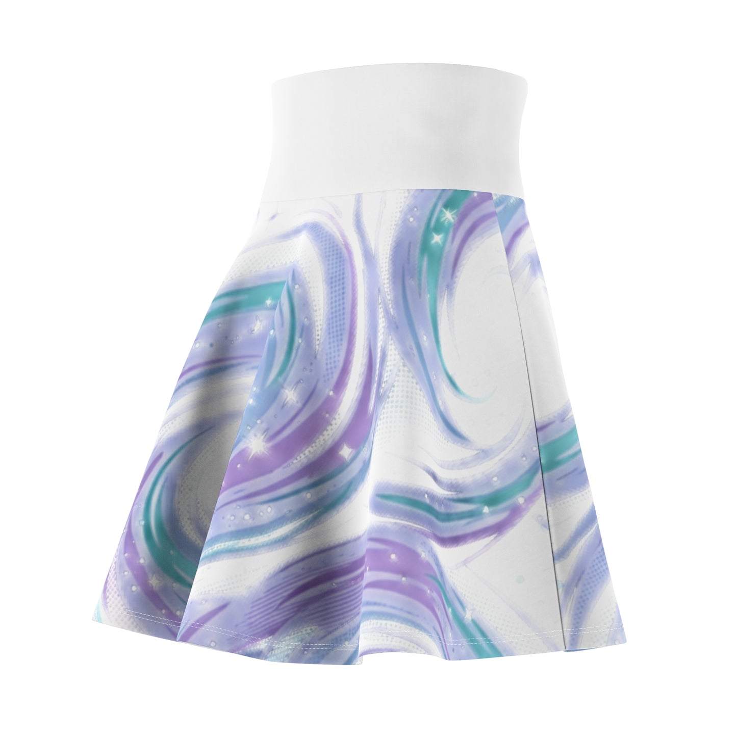 Pastel Marble Skater Skirt – Lavender & Teal Swirl Aesthetic Skirt | Women’s Flowy Soft Girl Skirt