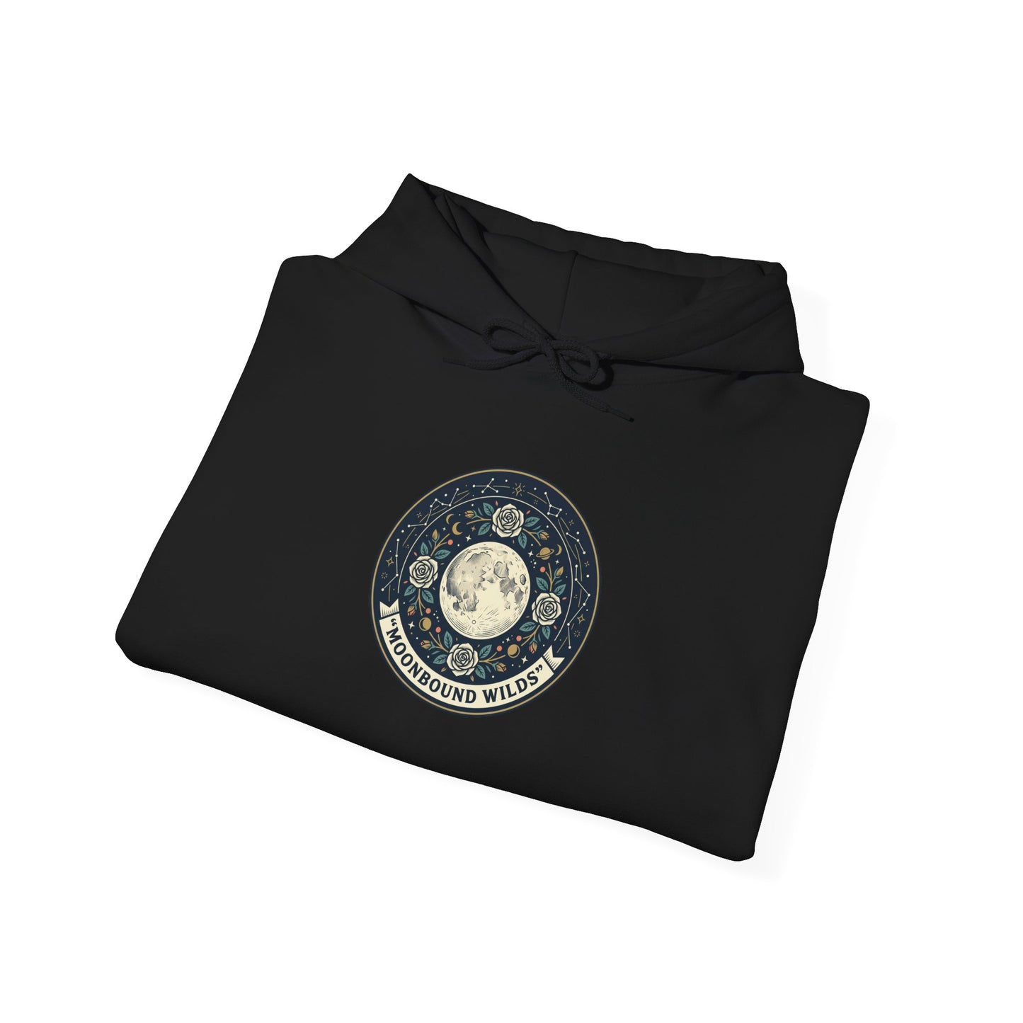 Moonbound Wilds Hoodie – Celestial Wolf Moon Graphic Sweatshirt | Vintage Cosmic Streetwear