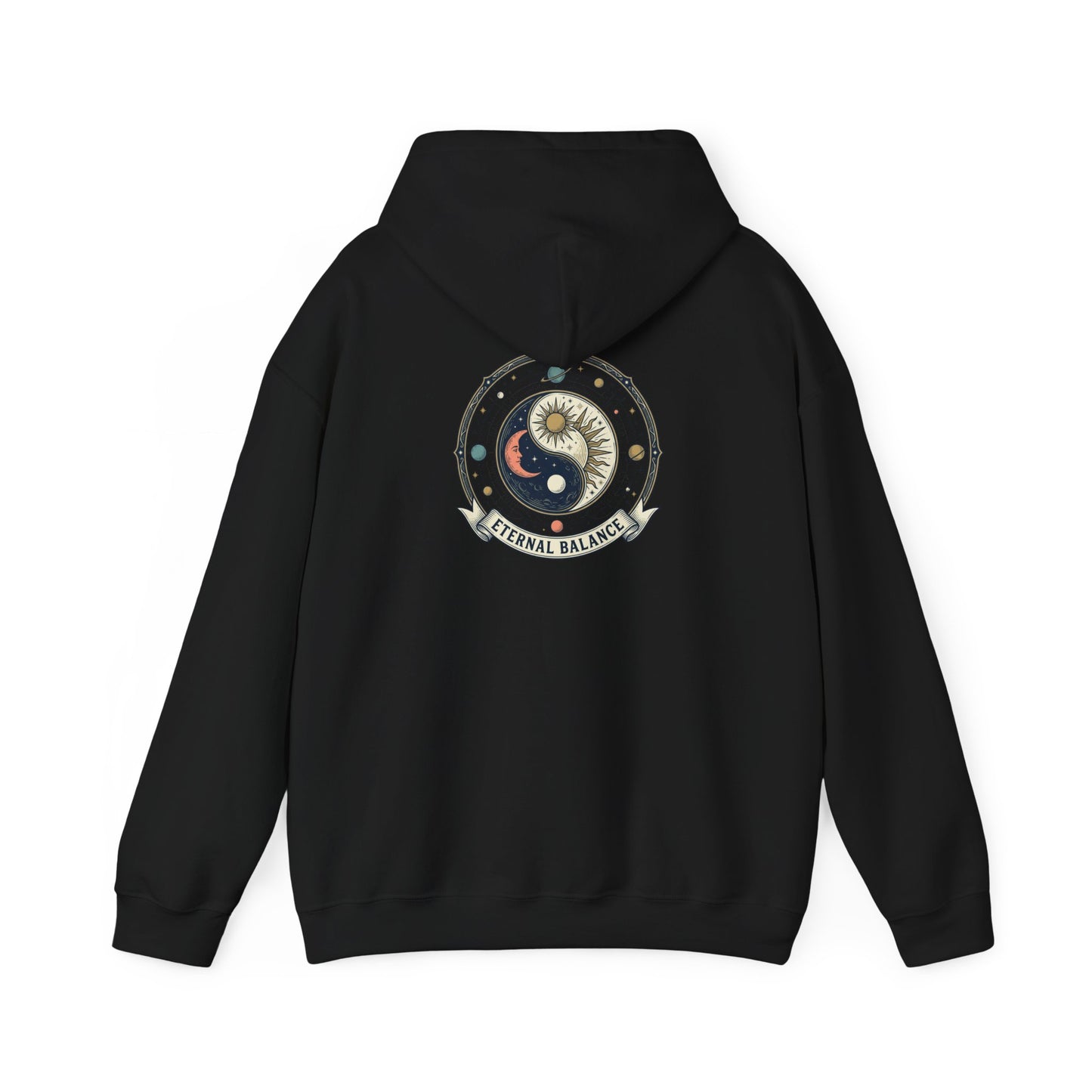 Yin Yang Eternal Balance Hoodie – Sun & Moon Spiritual Graphic Sweatshirt | Minimal Zen Streetwear