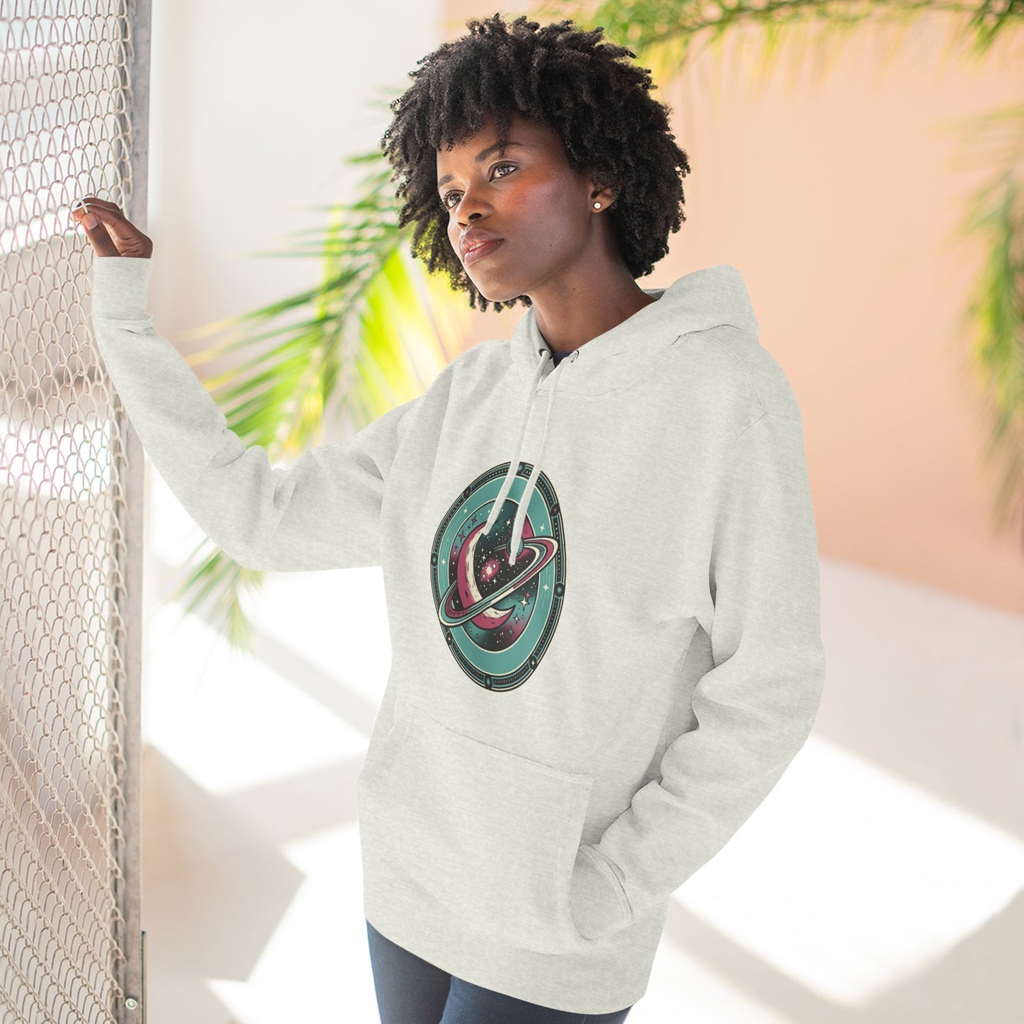 Saturn Planet Hoodie – Retro Space Ring Graphic Hoodie | Minimal Cosmic Aesthetic, Astronomy Hoodie, Unisex Hoodie