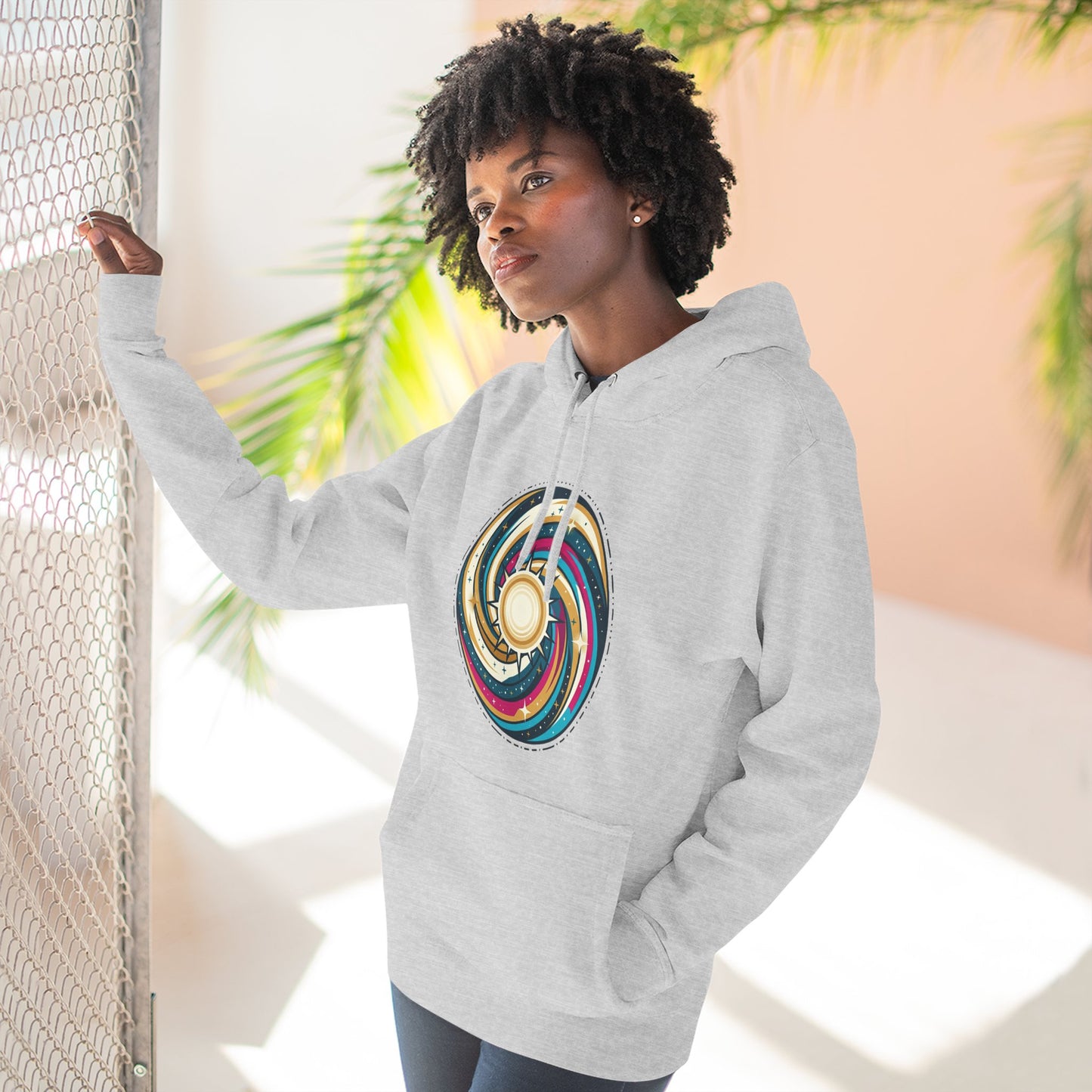 Swirl Sun Hoodie – Cosmic Spiral Sun Graphic Hoodie | Psychedelic Space Aesthetic, Celestial Streetwear, Unisex Hoodie