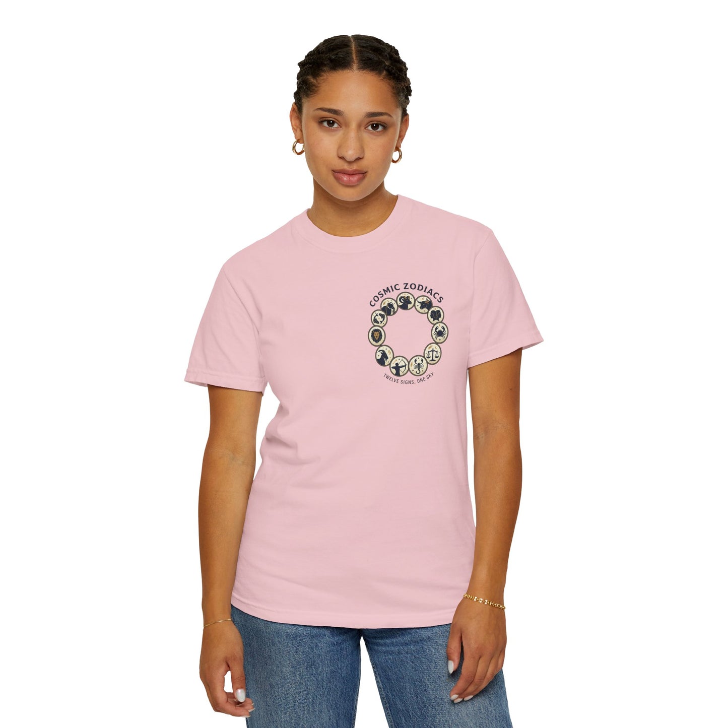 Zodiac Circle T-Shirt – Cosmic Zodiac Astrology Graphic Tee | Celestial Star Sign Shirt, Unisex Tee