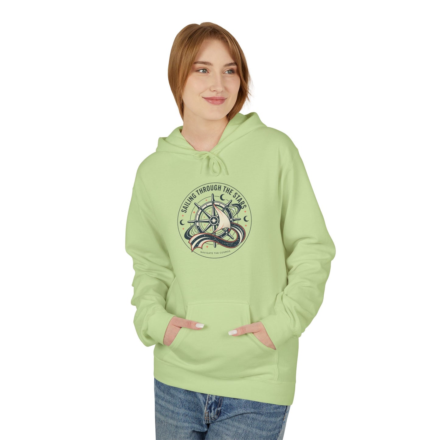 Celestial Nautical Hoodie – Spiritual Ocean Compass & Swirl Design | Astrology, Cosmic Streetwear, Unisex Hoodie