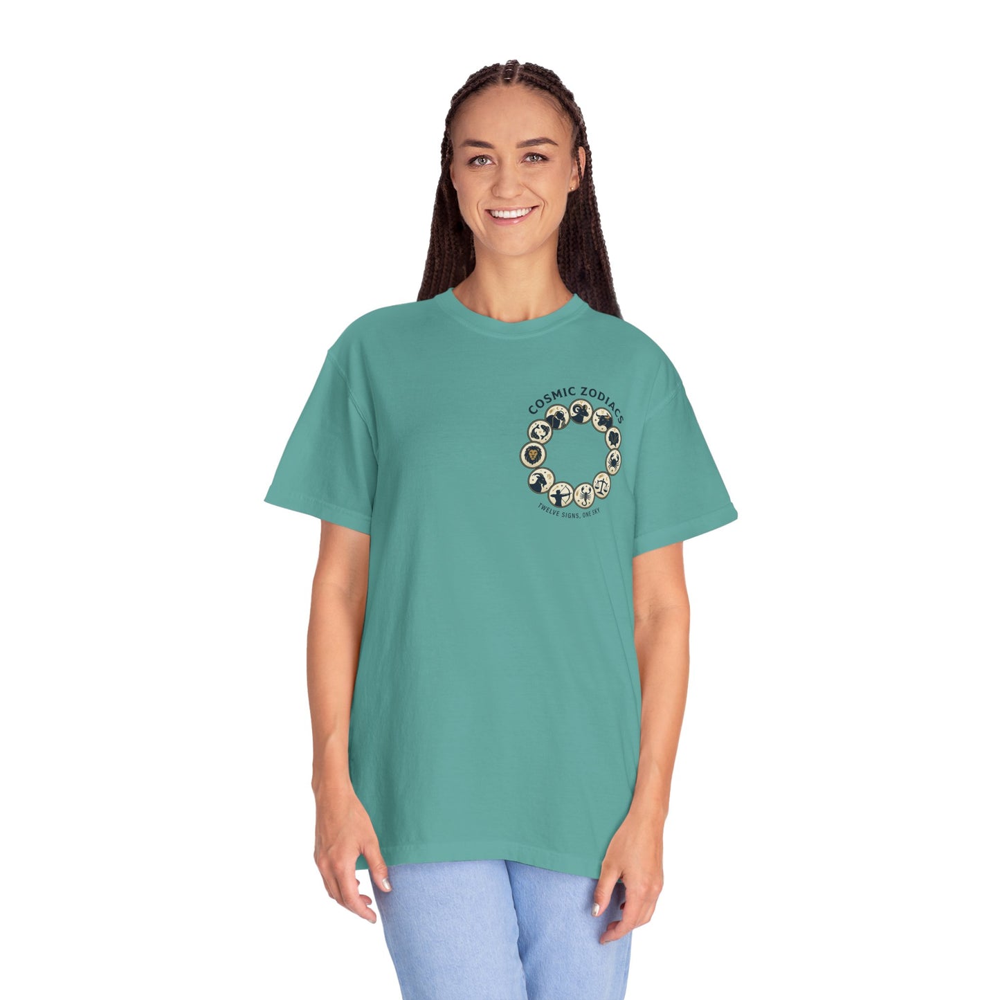 Zodiac Circle T-Shirt – Cosmic Zodiac Astrology Graphic Tee | Celestial Star Sign Shirt, Unisex Tee