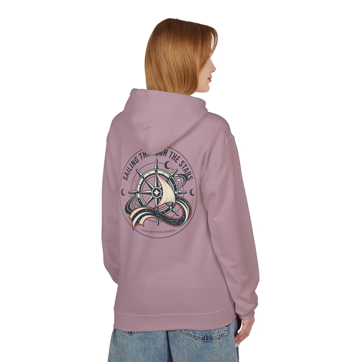 Celestial Nautical Hoodie – Spiritual Ocean Compass & Swirl Design | Astrology, Cosmic Streetwear, Unisex Hoodie