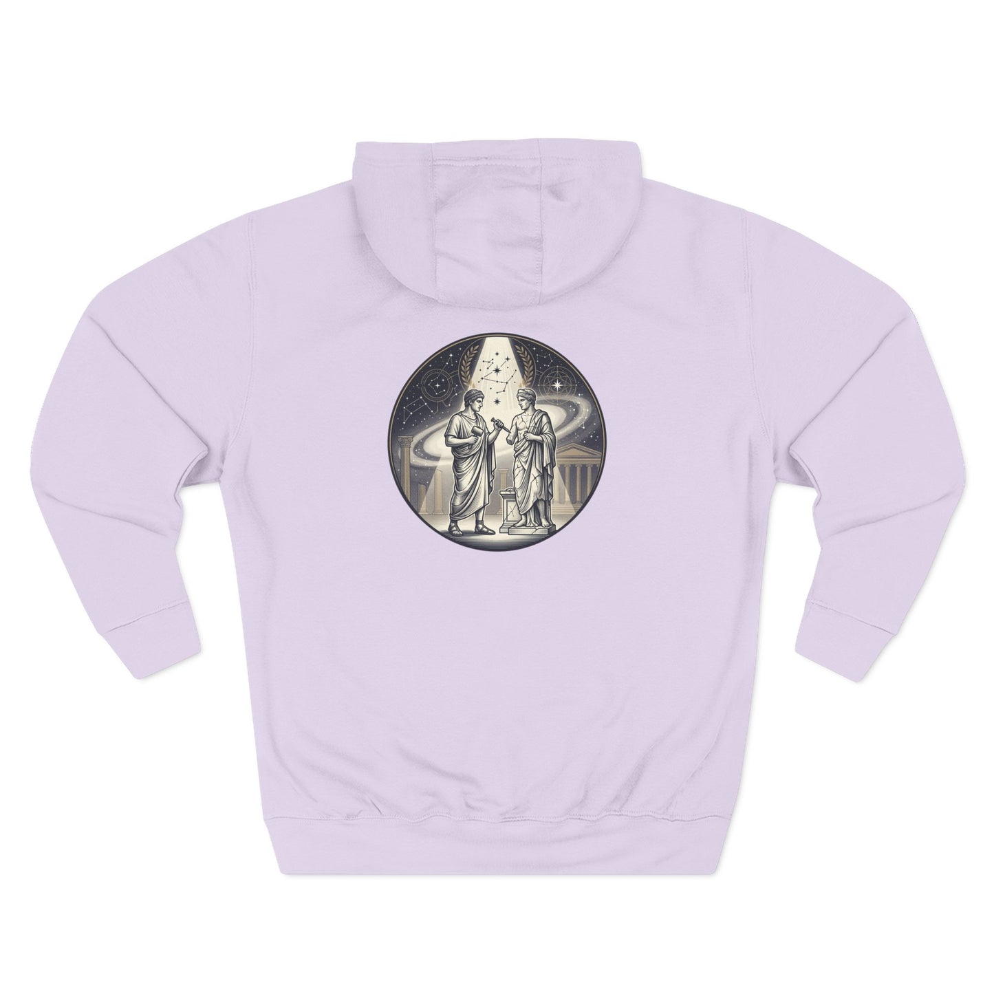 Vintage Celestial Moon Hoodie – Classical Figures Graphic Pullover, Mythology Inspired Unisex Sweatshirt, Retro Spiritual Art Hoodie