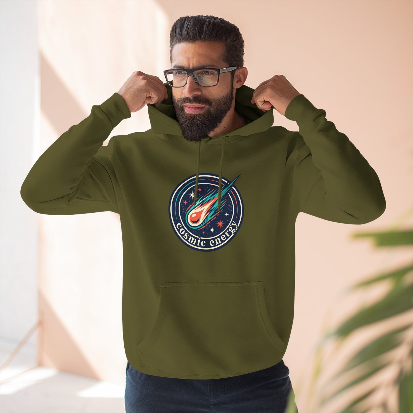 Cosmic Energy Hoodie – Meteor & Shooting Star Graphic Hoodie | Space Aesthetic, Celestial Streetwear, Unisex Hoodie