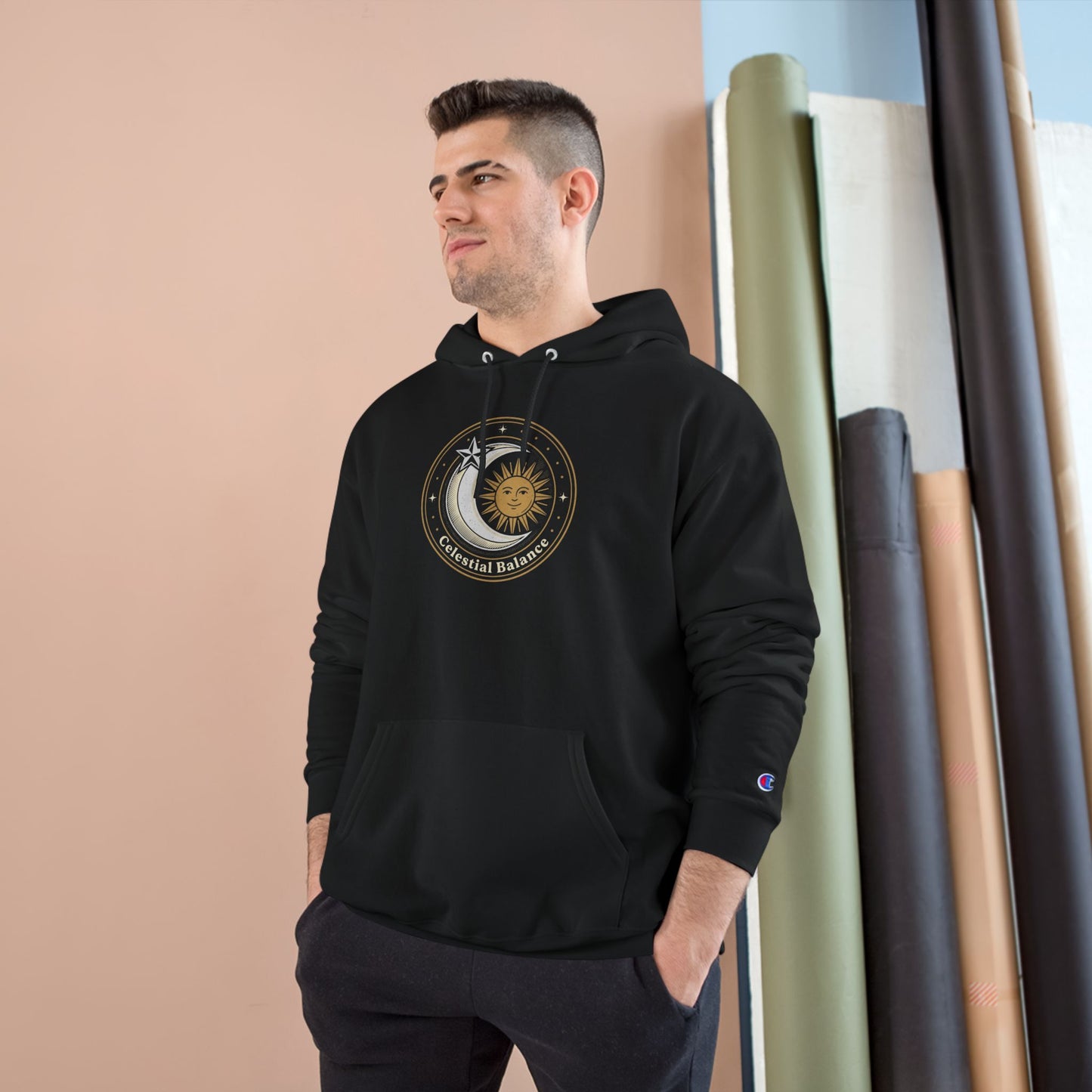Celestial Balance Hoodie – Sun & Moon Astrology Hoodie | Spiritual Cosmic Aesthetic, Minimal Universe Hoodie, Unisex Hoodie