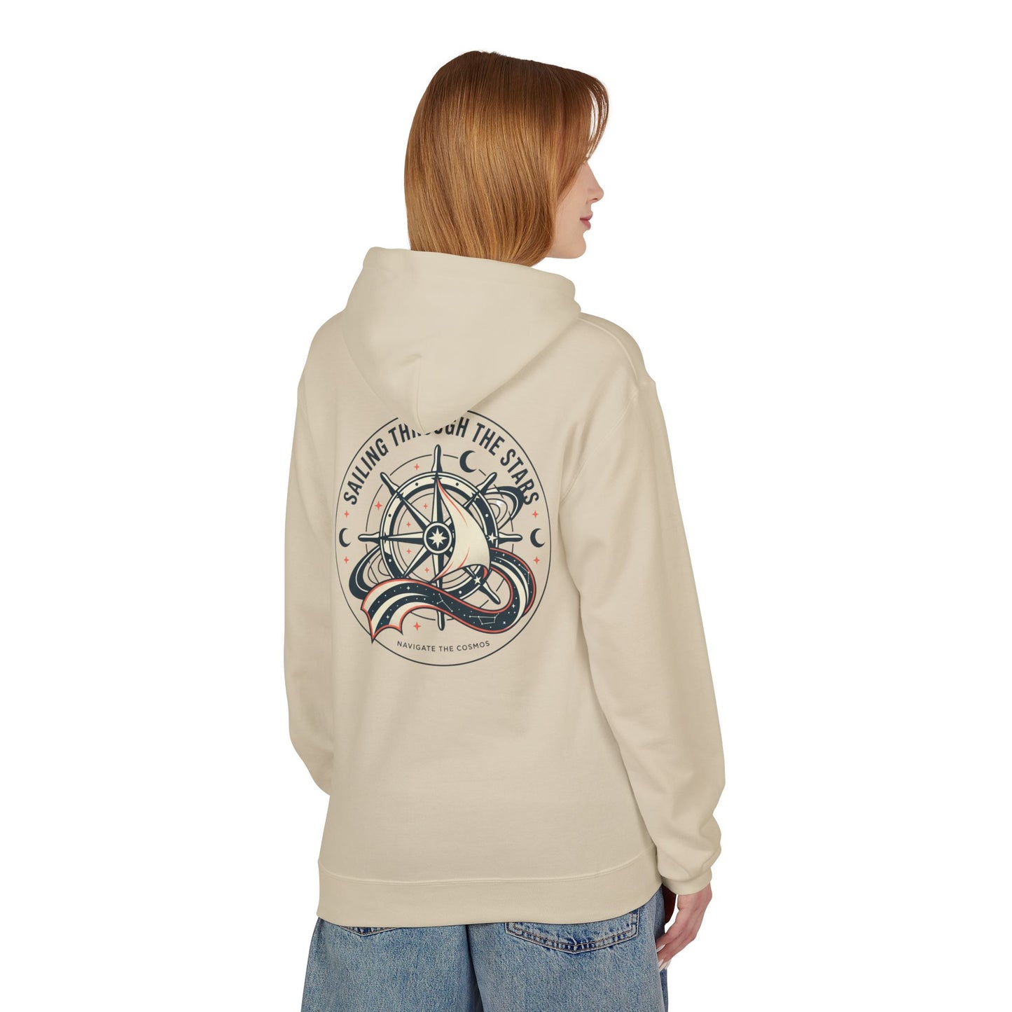 Celestial Nautical Hoodie – Spiritual Ocean Compass & Swirl Design | Astrology, Cosmic Streetwear, Unisex Hoodie