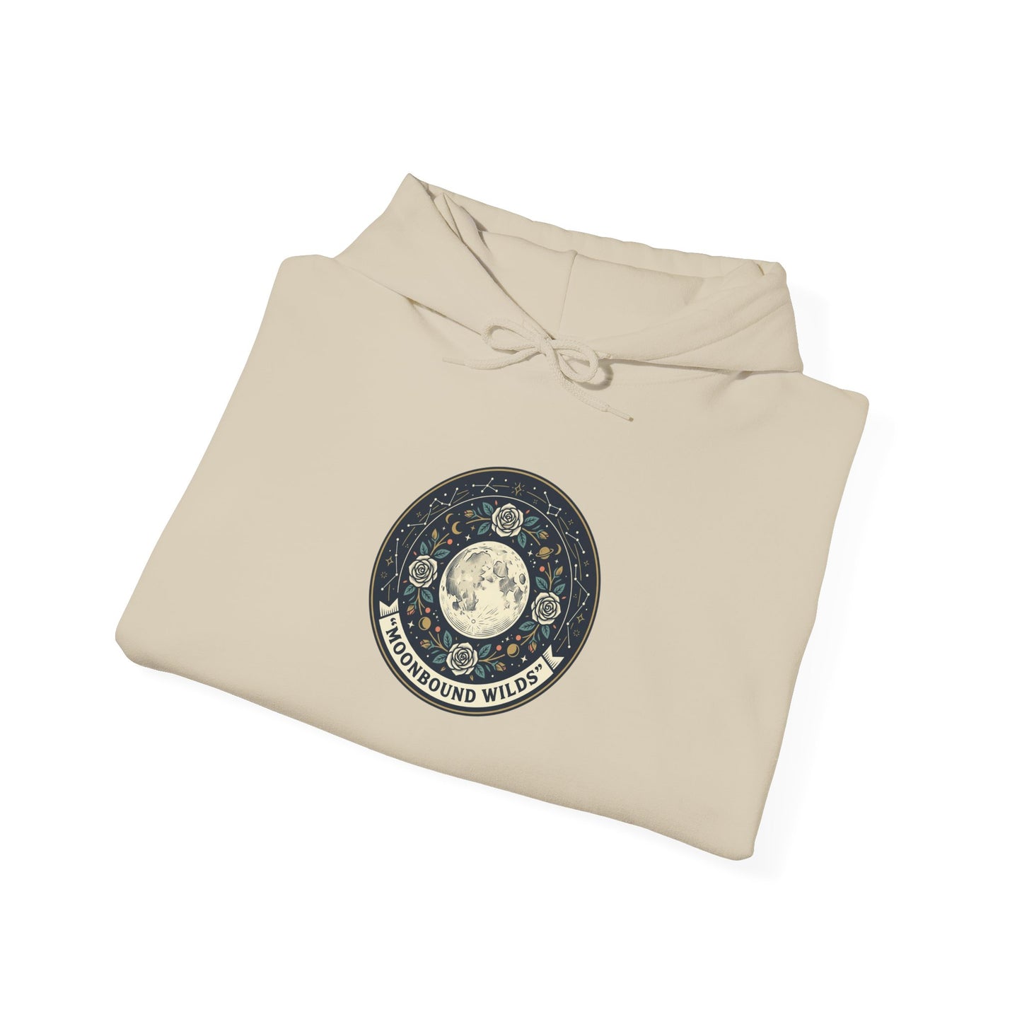 Moonbound Wilds Hoodie – Celestial Wolf Moon Graphic Sweatshirt | Vintage Cosmic Streetwear