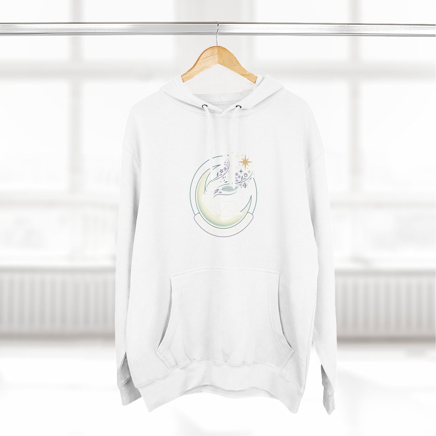Moonlight Floral Hoodie – Celestial Moon & Botanical Graphic Hoodie | Spiritual Nature Aesthetic, Cosmic Hoodie, Unisex Hoodie