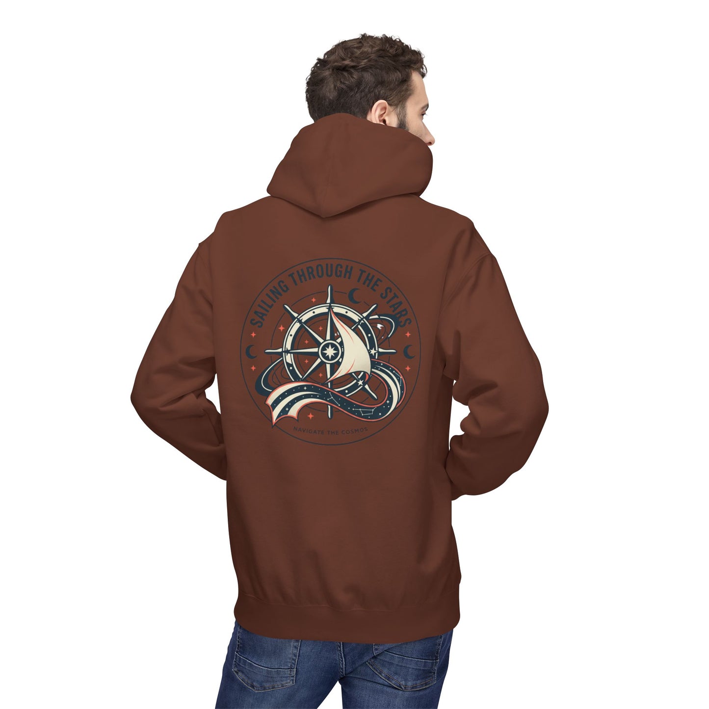 Celestial Nautical Hoodie – Spiritual Ocean Compass & Swirl Design | Astrology, Cosmic Streetwear, Unisex Hoodie