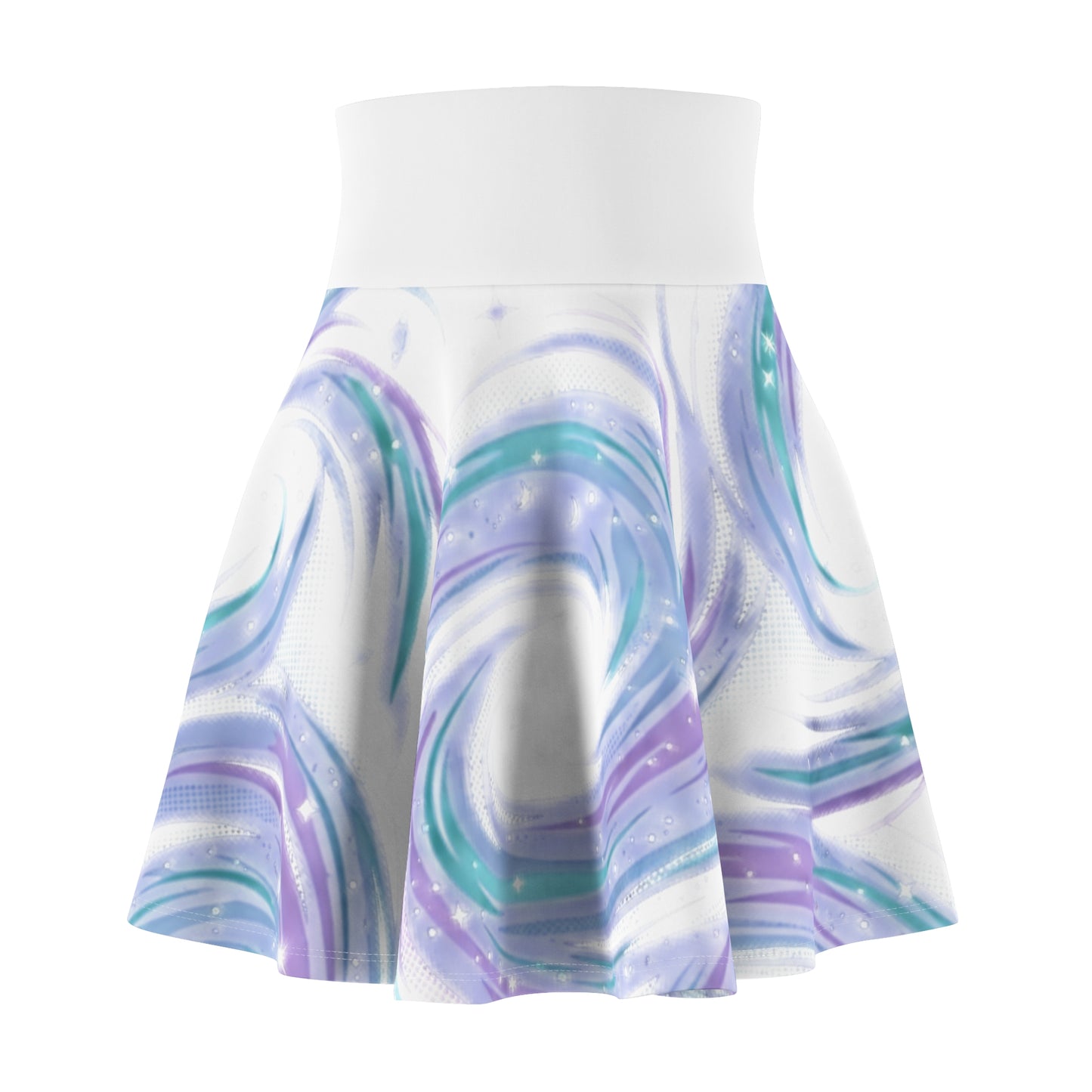 Pastel Marble Skater Skirt – Lavender & Teal Swirl Aesthetic Skirt | Women’s Flowy Soft Girl Skirt