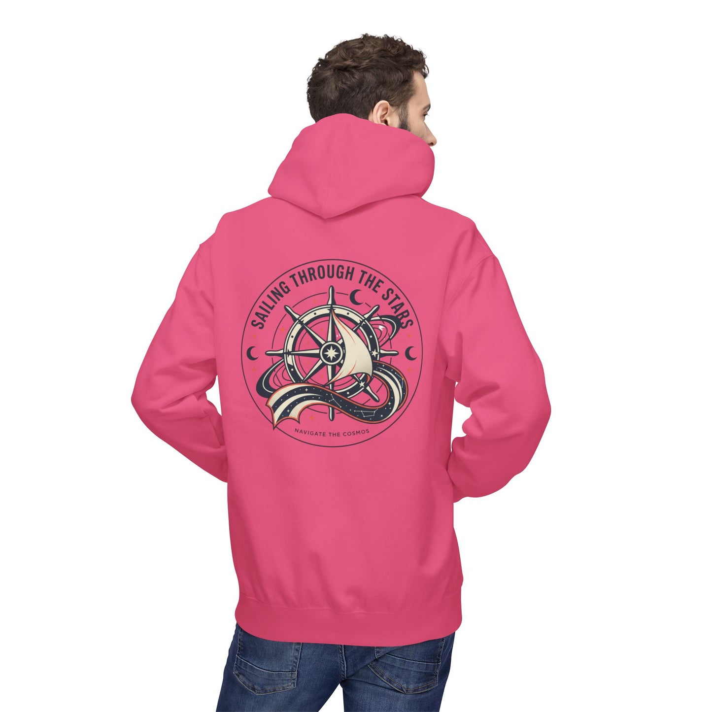 Celestial Nautical Hoodie – Spiritual Ocean Compass & Swirl Design | Astrology, Cosmic Streetwear, Unisex Hoodie