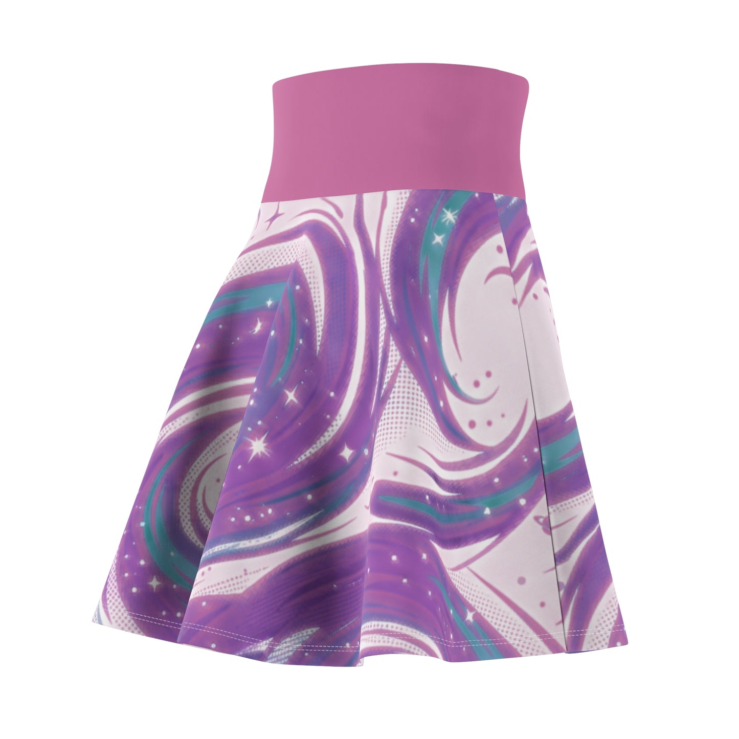 Pastel Marble Skater Skirt – Lavender & Teal Swirl Aesthetic Skirt | Women’s Flowy Soft Girl Skirt