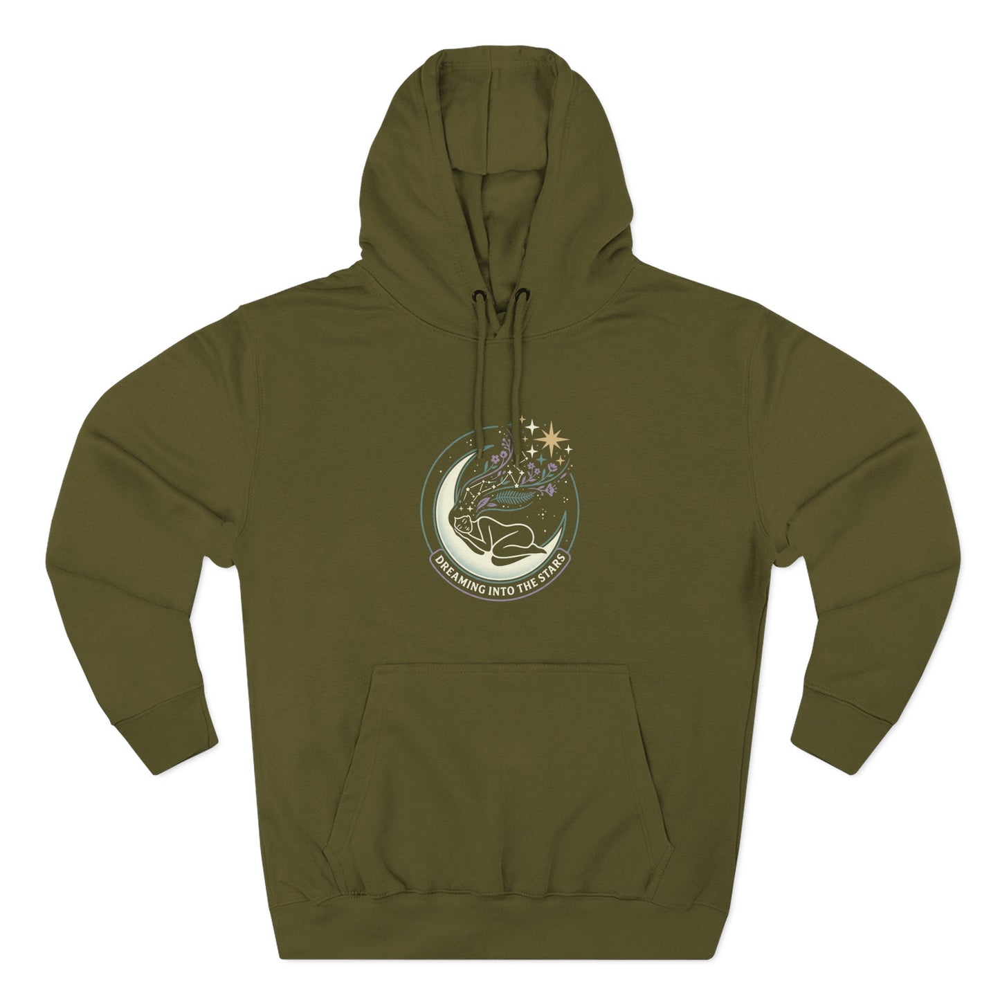 Moonlight Floral Hoodie – Celestial Moon & Botanical Graphic Hoodie | Spiritual Nature Aesthetic, Cosmic Hoodie, Unisex Hoodie