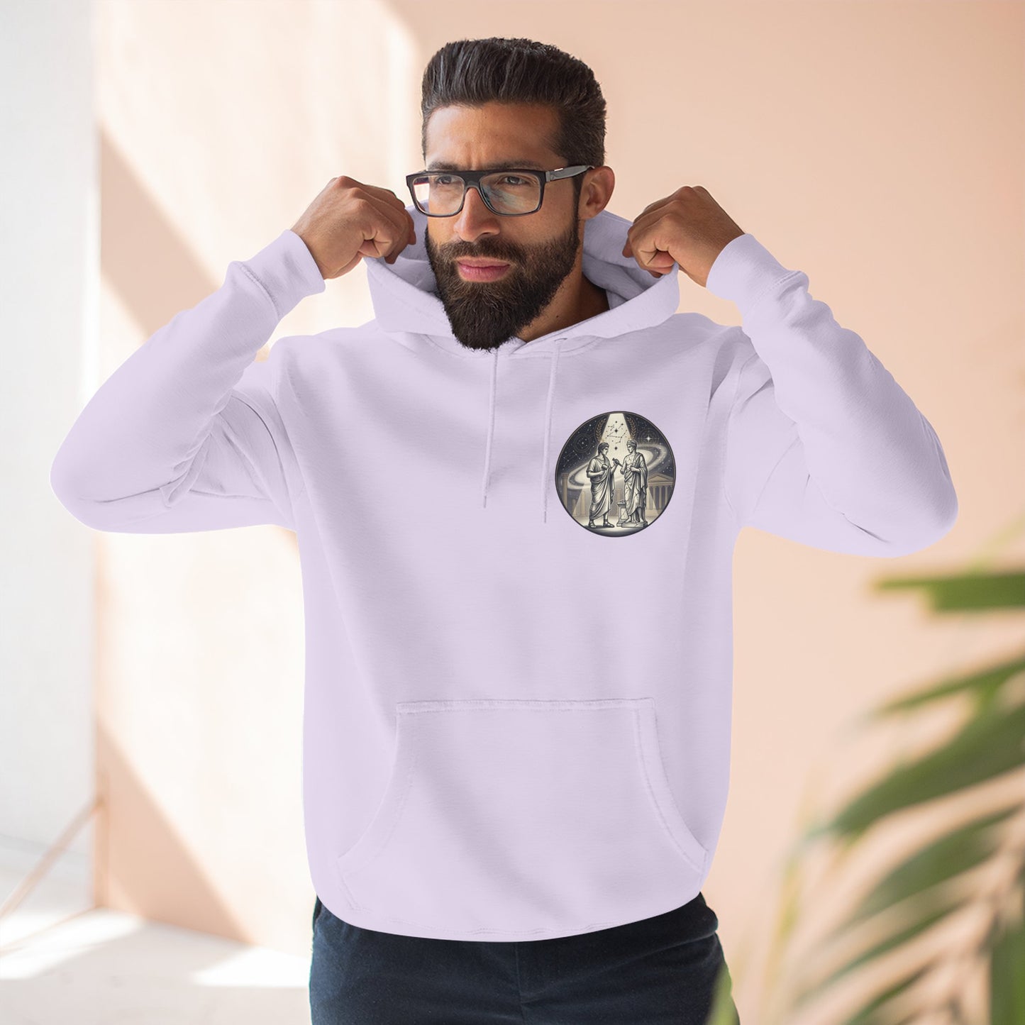 Vintage Celestial Moon Hoodie – Classical Figures Graphic Pullover, Mythology Inspired Unisex Sweatshirt, Retro Spiritual Art Hoodie