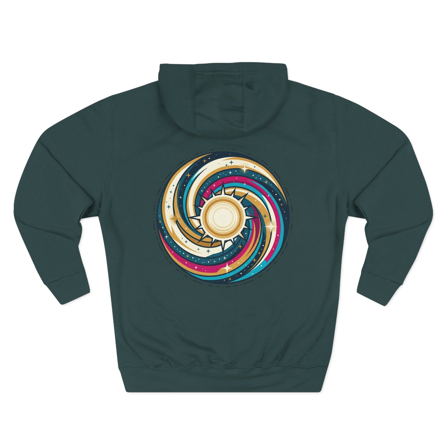 Swirl Sun Hoodie – Cosmic Spiral Sun Graphic Hoodie | Psychedelic Space Aesthetic, Celestial Streetwear, Unisex Hoodie