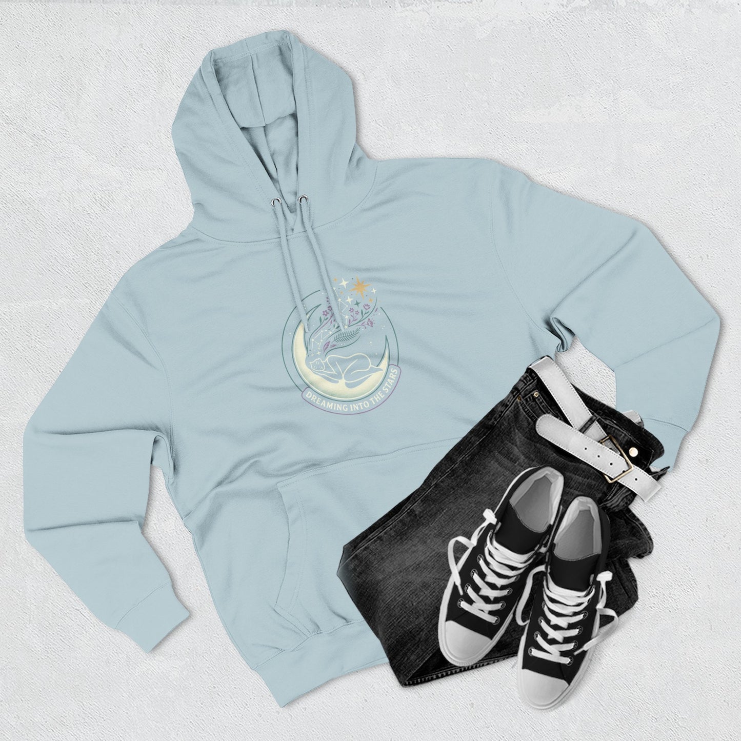 Moonlight Floral Hoodie – Celestial Moon & Botanical Graphic Hoodie | Spiritual Nature Aesthetic, Cosmic Hoodie, Unisex Hoodie