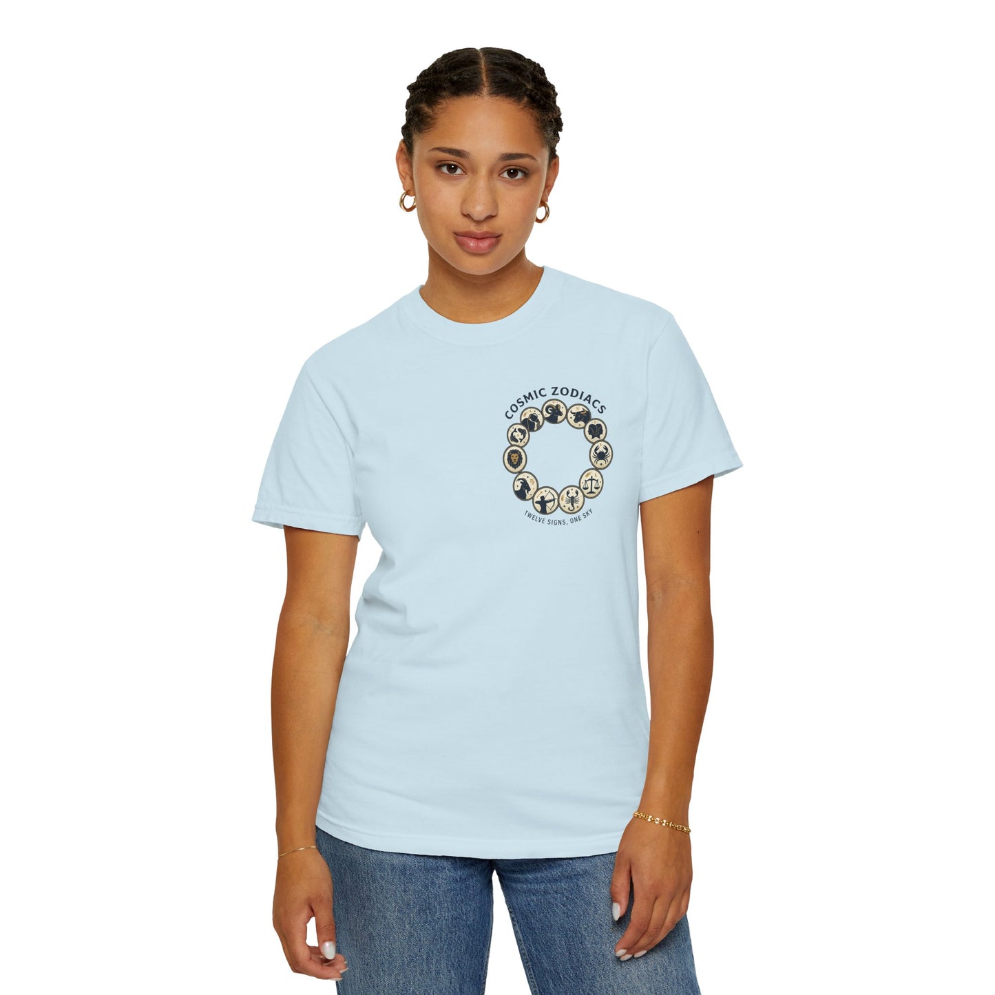 Zodiac Circle T-Shirt – Cosmic Zodiac Astrology Graphic Tee | Celestial Star Sign Shirt, Unisex Tee