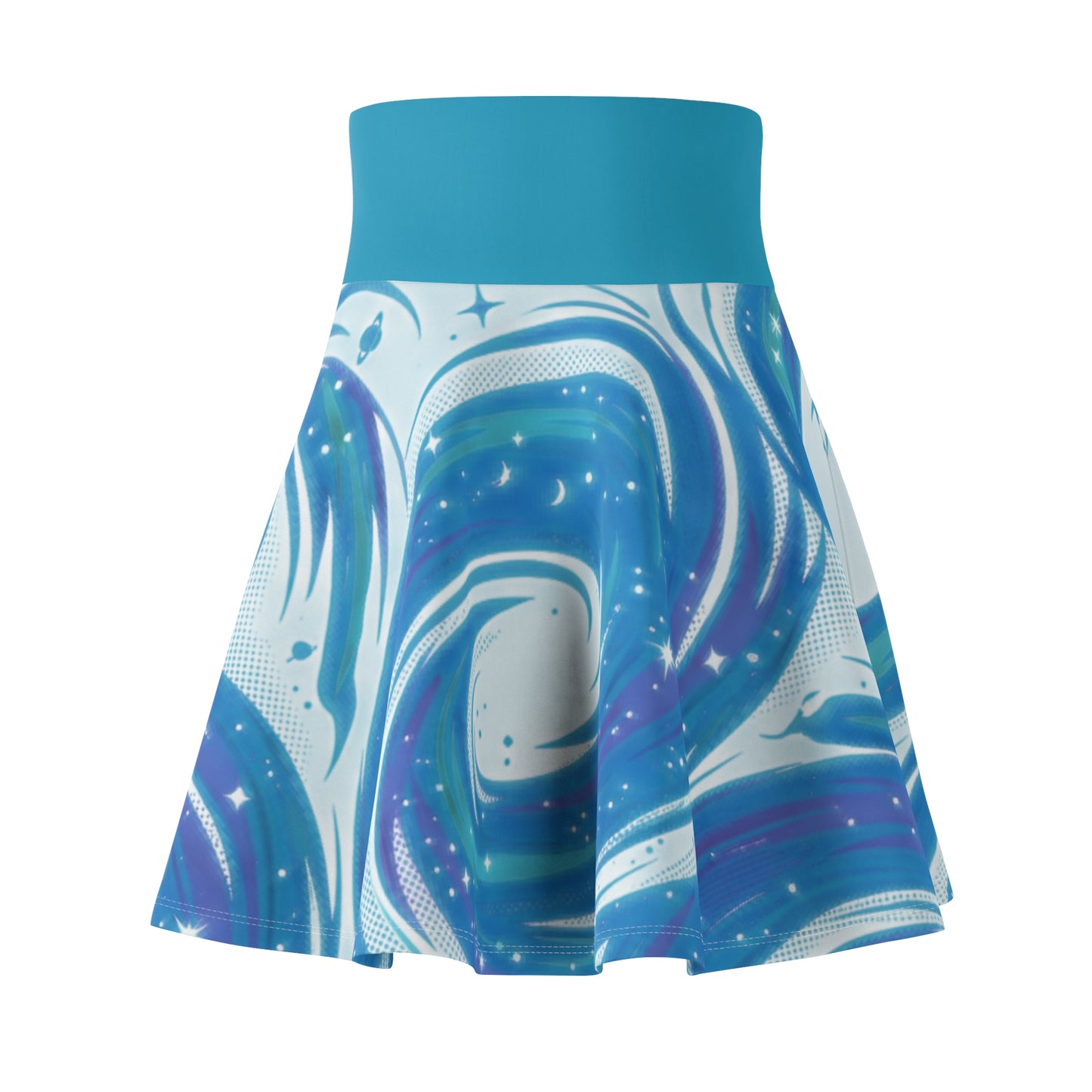 Pastel Marble Skater Skirt – Blue & Teal Swirl Aesthetic Skirt | Women’s Flowy Soft Girl Skirt