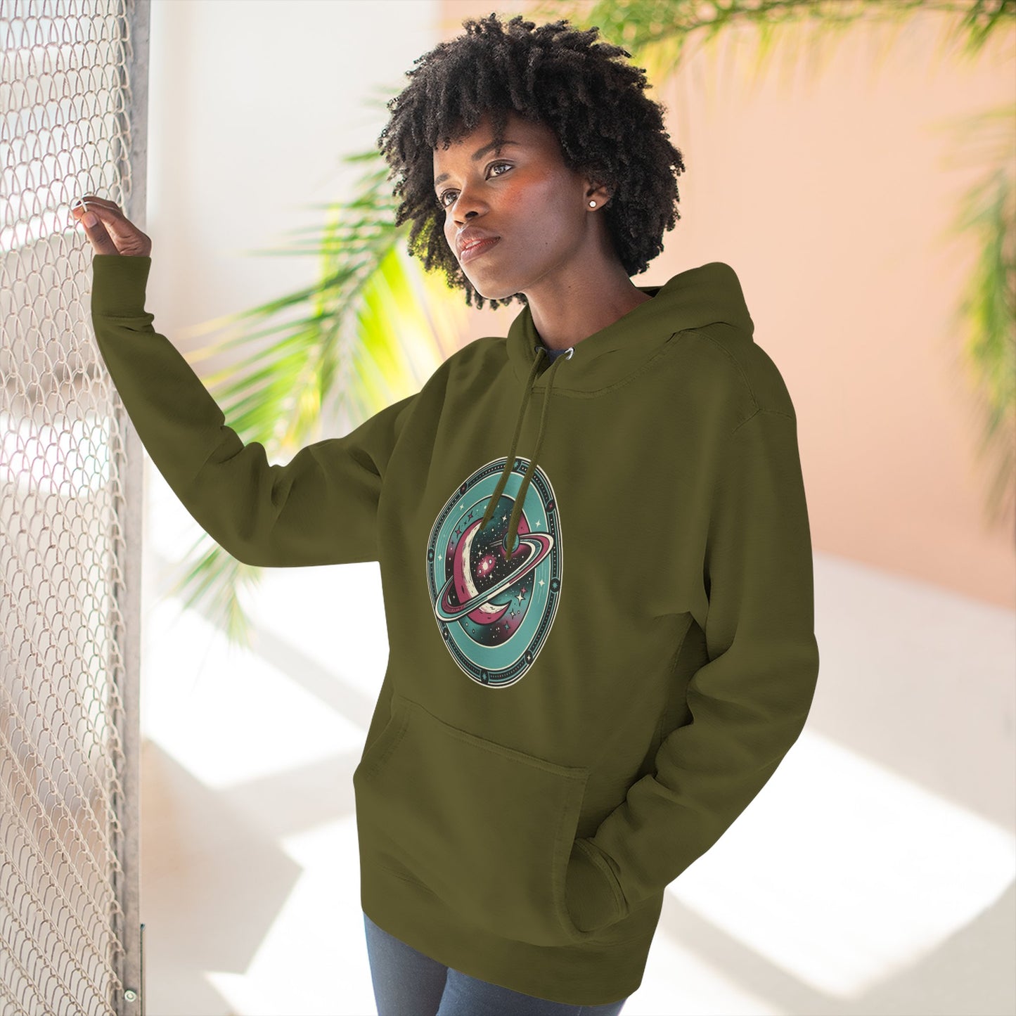 Saturn Planet Hoodie – Retro Space Ring Graphic Hoodie | Minimal Cosmic Aesthetic, Astronomy Hoodie, Unisex Hoodie