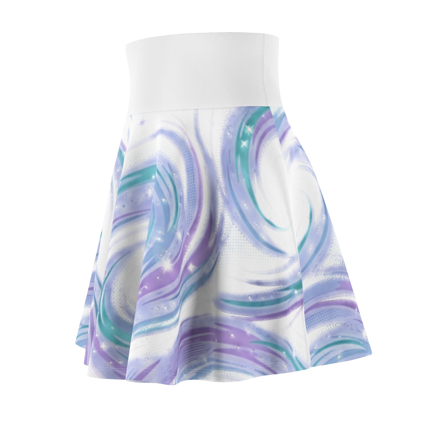 Pastel Marble Skater Skirt – Lavender & Teal Swirl Aesthetic Skirt | Women’s Flowy Soft Girl Skirt
