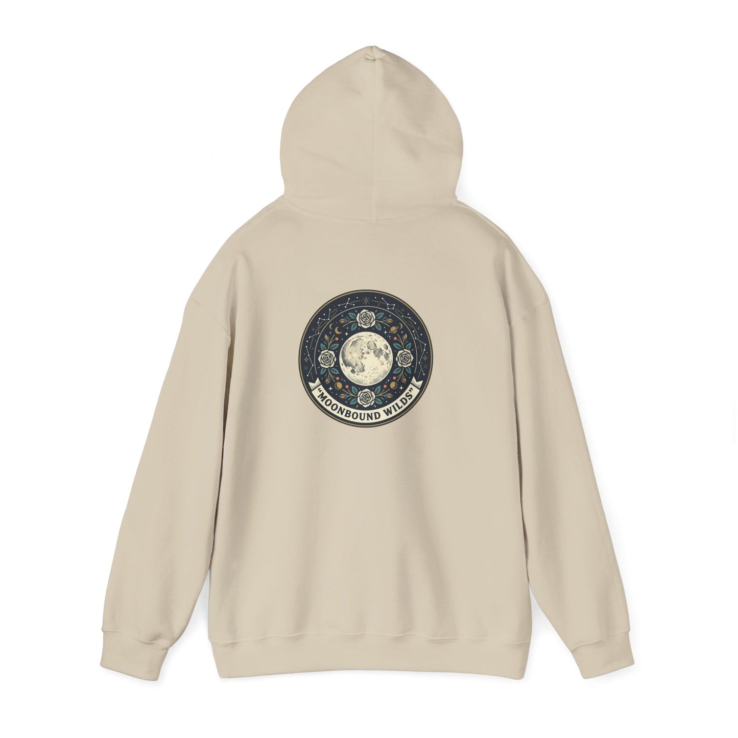 Moonbound Wilds Hoodie – Celestial Wolf Moon Graphic Sweatshirt | Vintage Cosmic Streetwear