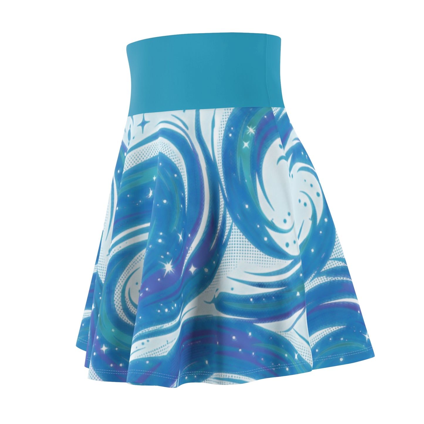 Pastel Marble Skater Skirt – Blue & Teal Swirl Aesthetic Skirt | Women’s Flowy Soft Girl Skirt