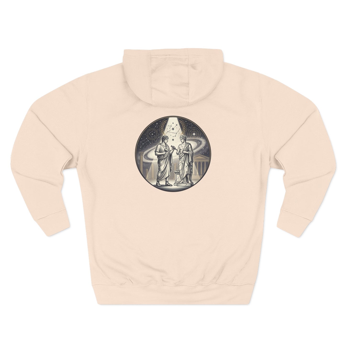 Vintage Celestial Moon Hoodie – Classical Figures Graphic Pullover, Mythology Inspired Unisex Sweatshirt, Retro Spiritual Art Hoodie