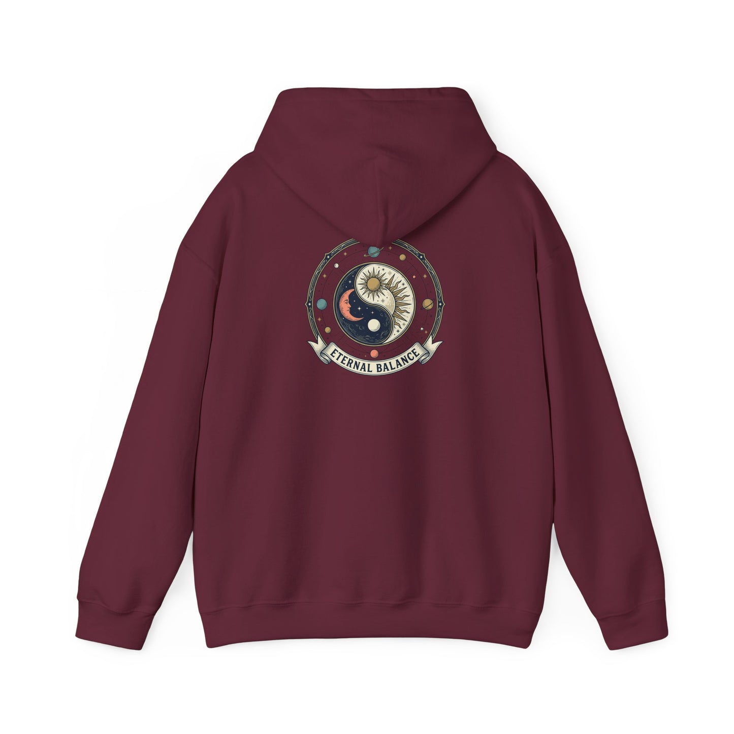 Yin Yang Eternal Balance Hoodie – Sun & Moon Spiritual Graphic Sweatshirt | Minimal Zen Streetwear