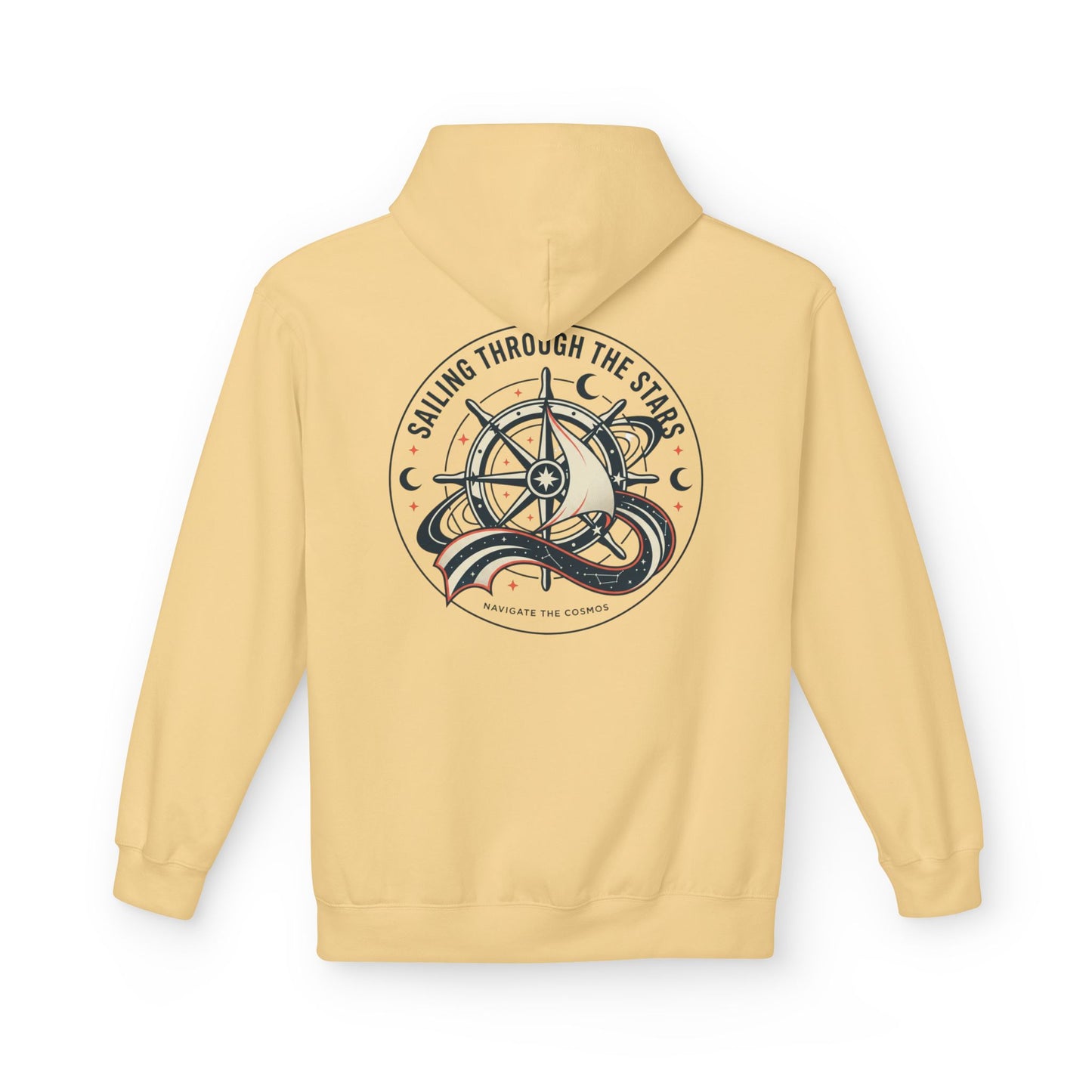 Celestial Nautical Hoodie – Spiritual Ocean Compass & Swirl Design | Astrology, Cosmic Streetwear, Unisex Hoodie