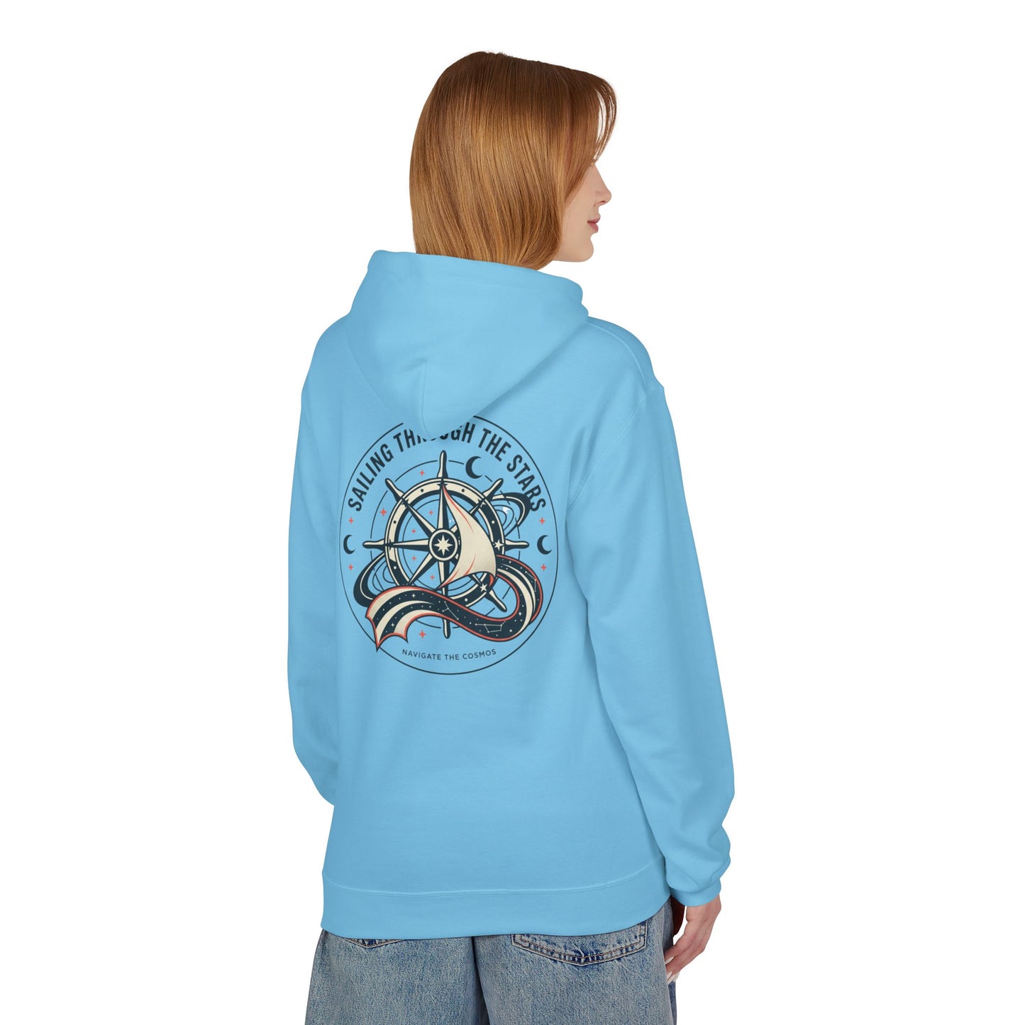 Celestial Nautical Hoodie – Spiritual Ocean Compass & Swirl Design | Astrology, Cosmic Streetwear, Unisex Hoodie