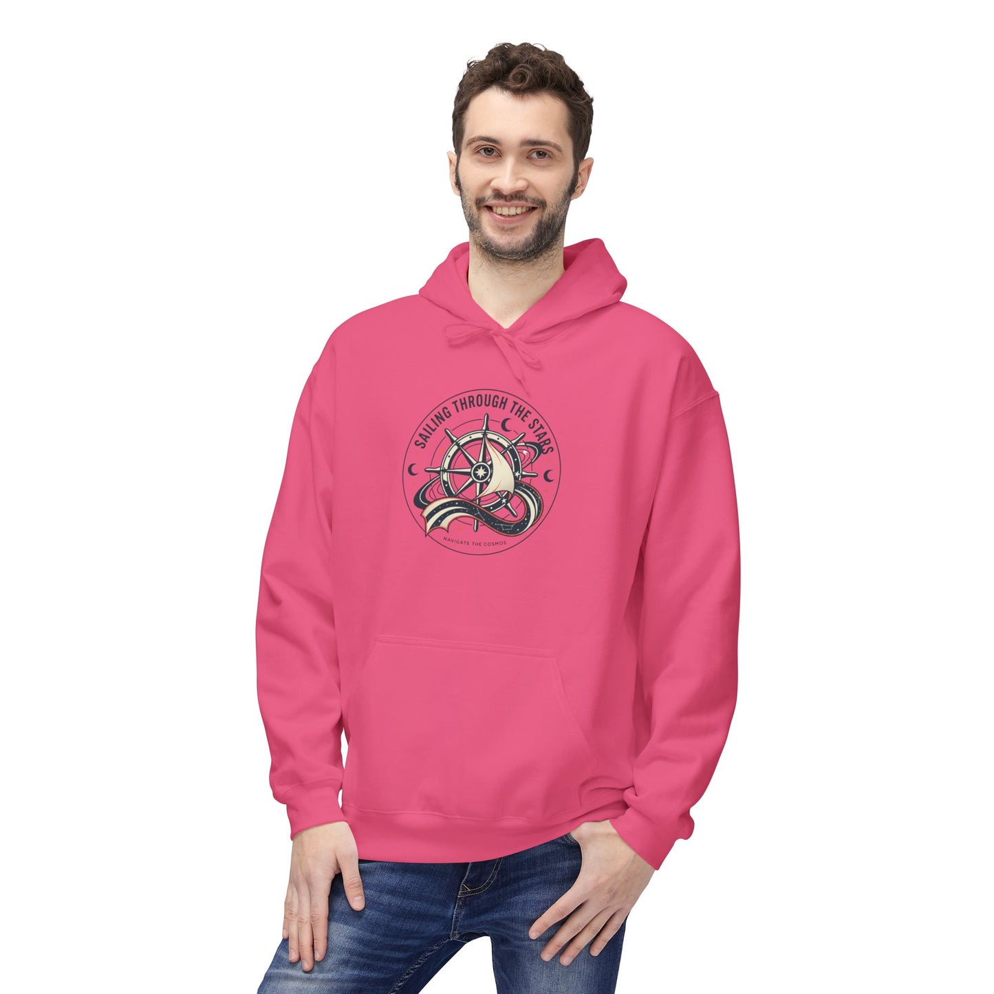 Celestial Nautical Hoodie – Spiritual Ocean Compass & Swirl Design | Astrology, Cosmic Streetwear, Unisex Hoodie