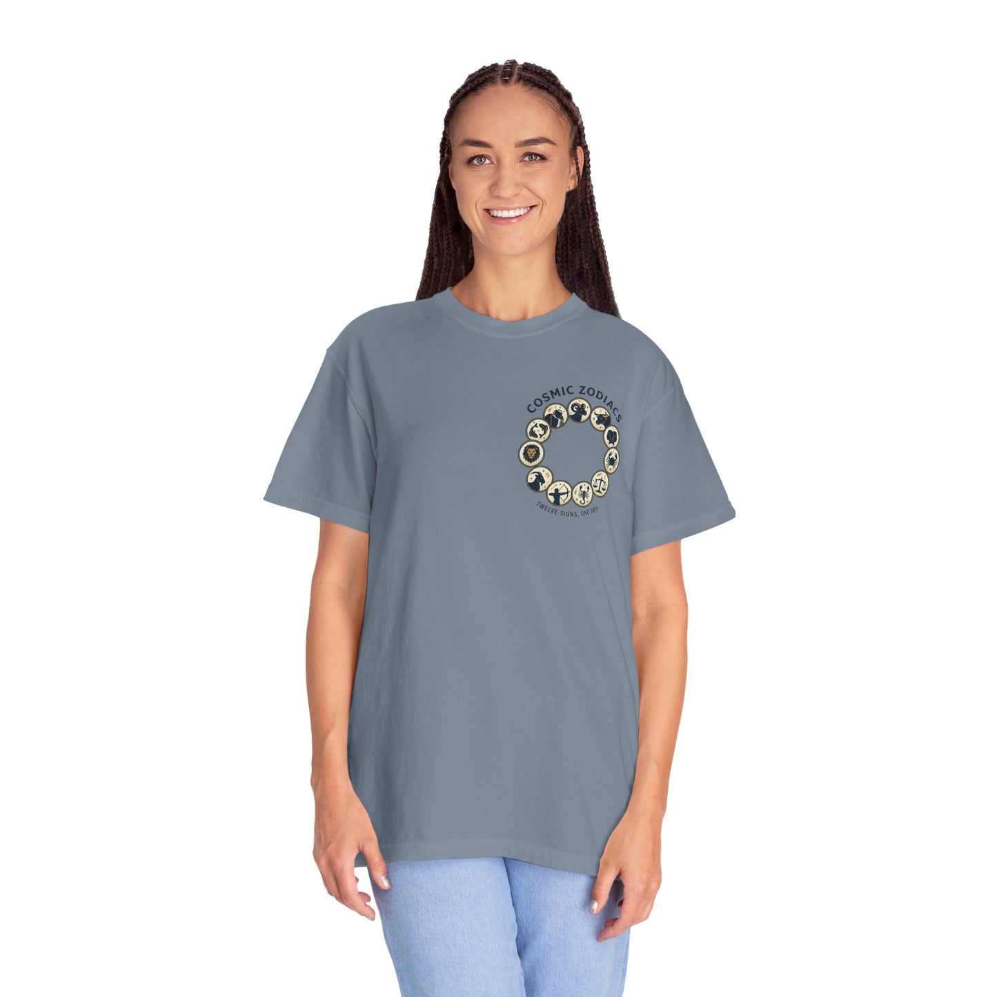 Zodiac Circle T-Shirt – Cosmic Zodiac Astrology Graphic Tee | Celestial Star Sign Shirt, Unisex Tee