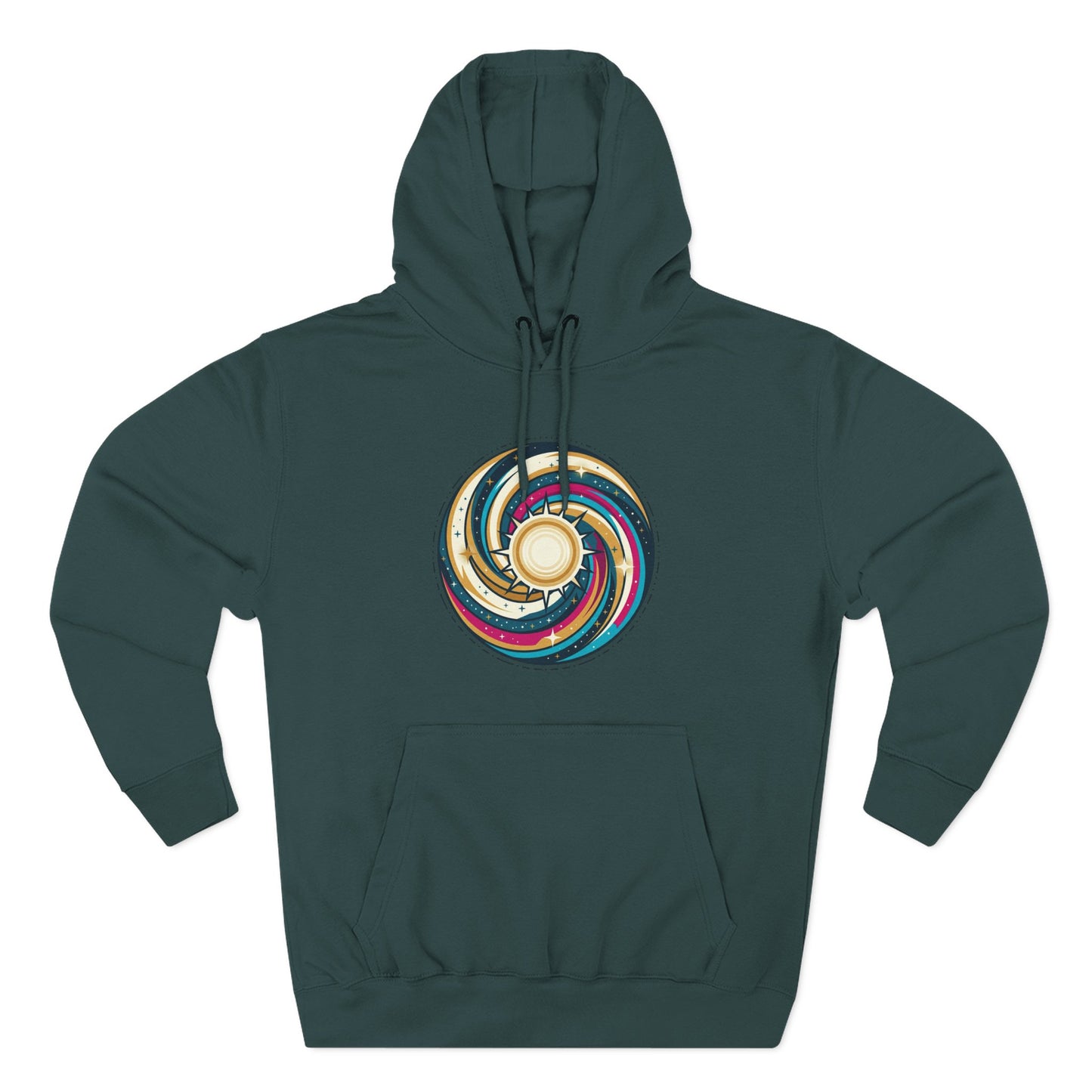 Swirl Sun Hoodie – Cosmic Spiral Sun Graphic Hoodie | Psychedelic Space Aesthetic, Celestial Streetwear, Unisex Hoodie
