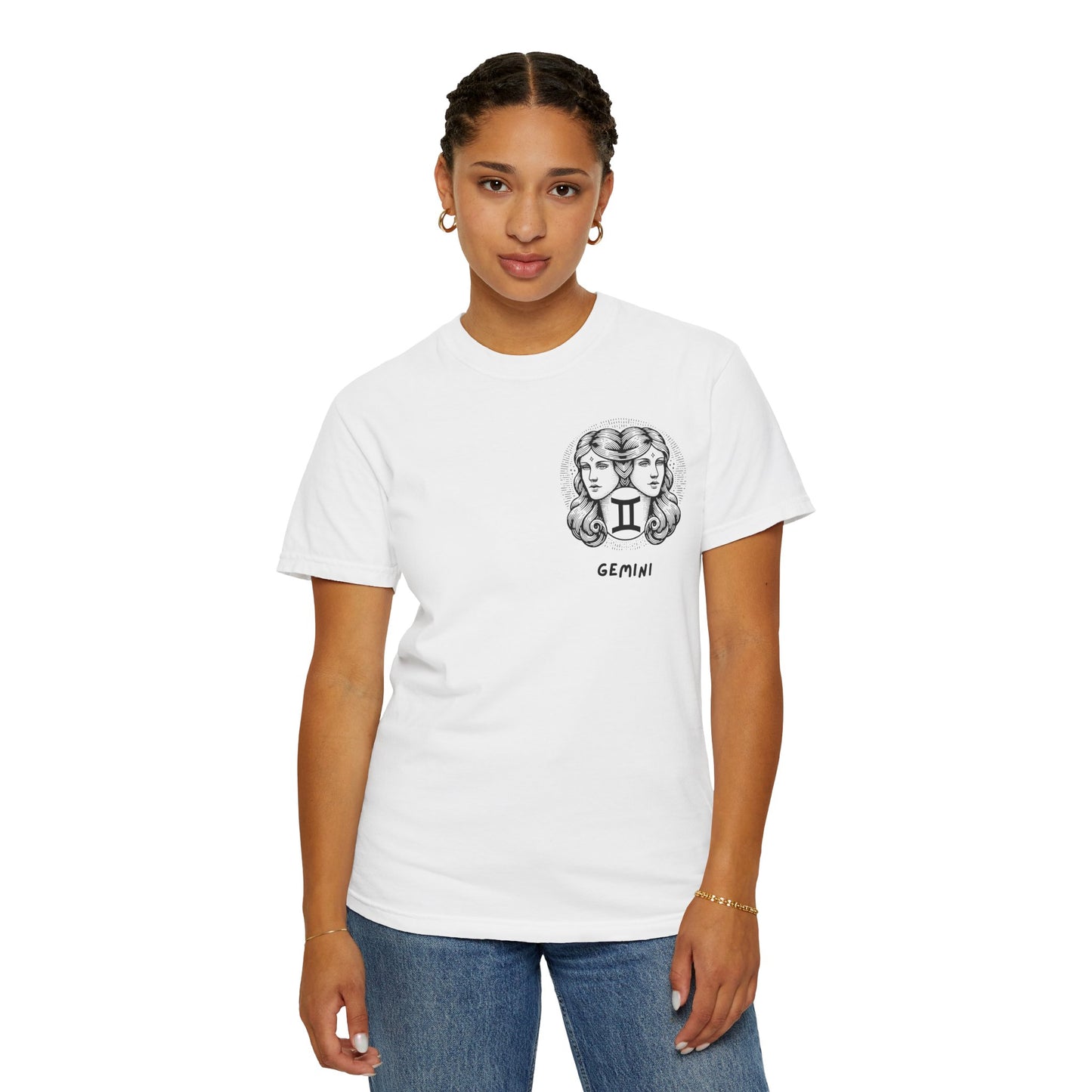Gemini Zodiac T-Shirt – Twin Faces Astrology Tee | Minimal Celestial Graphic Shirt