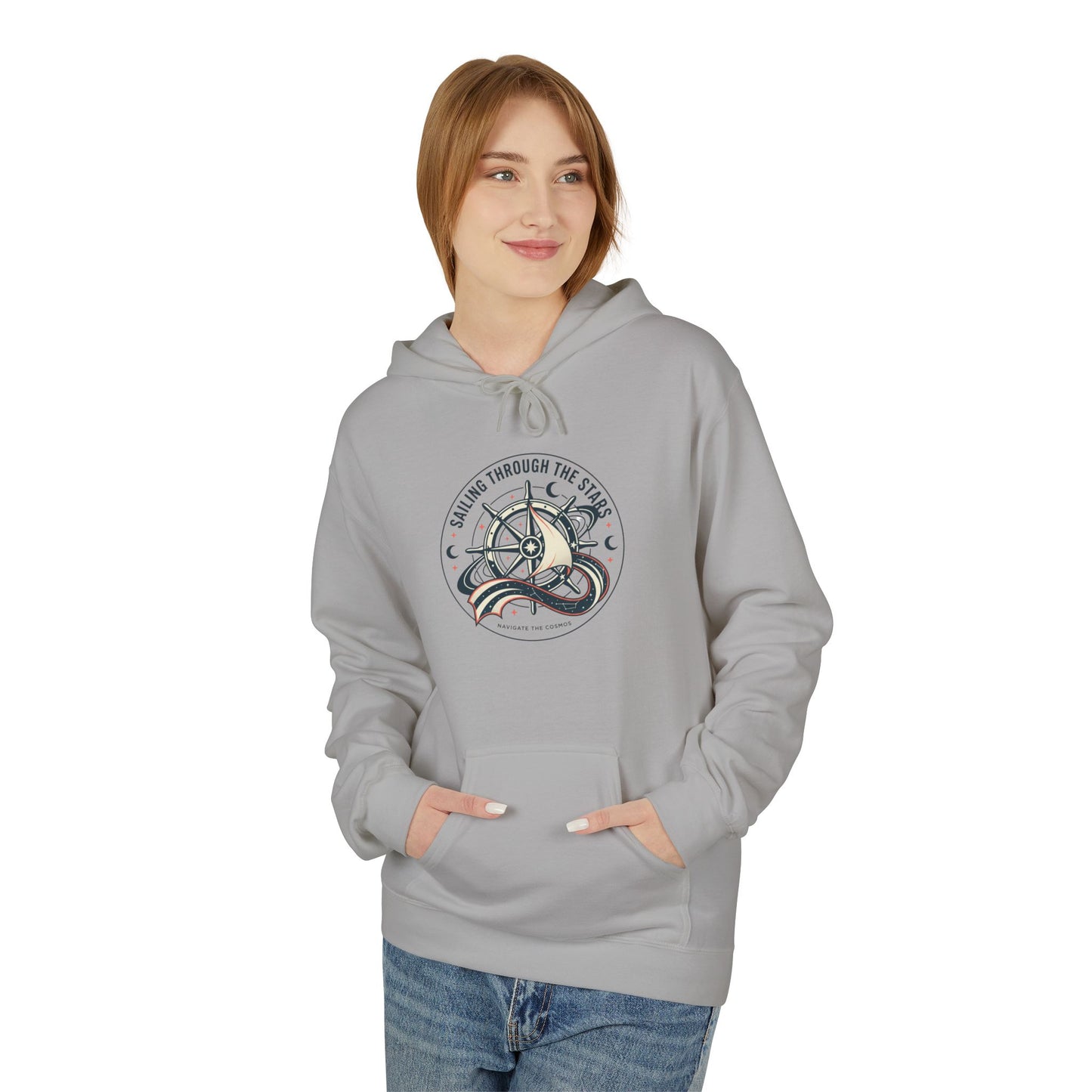 Celestial Nautical Hoodie – Spiritual Ocean Compass & Swirl Design | Astrology, Cosmic Streetwear, Unisex Hoodie