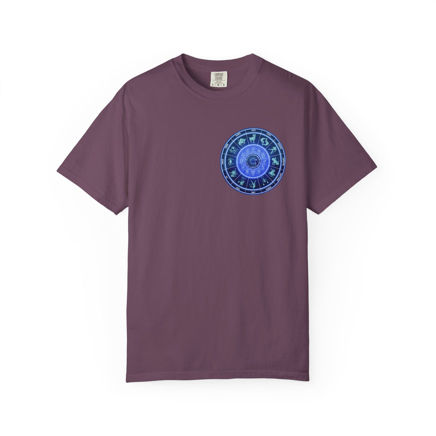 Zodiac Wheel T-Shirt – Blue Astrology Sign Graphic Tee | Celestial Mandala Star Sign Shirt