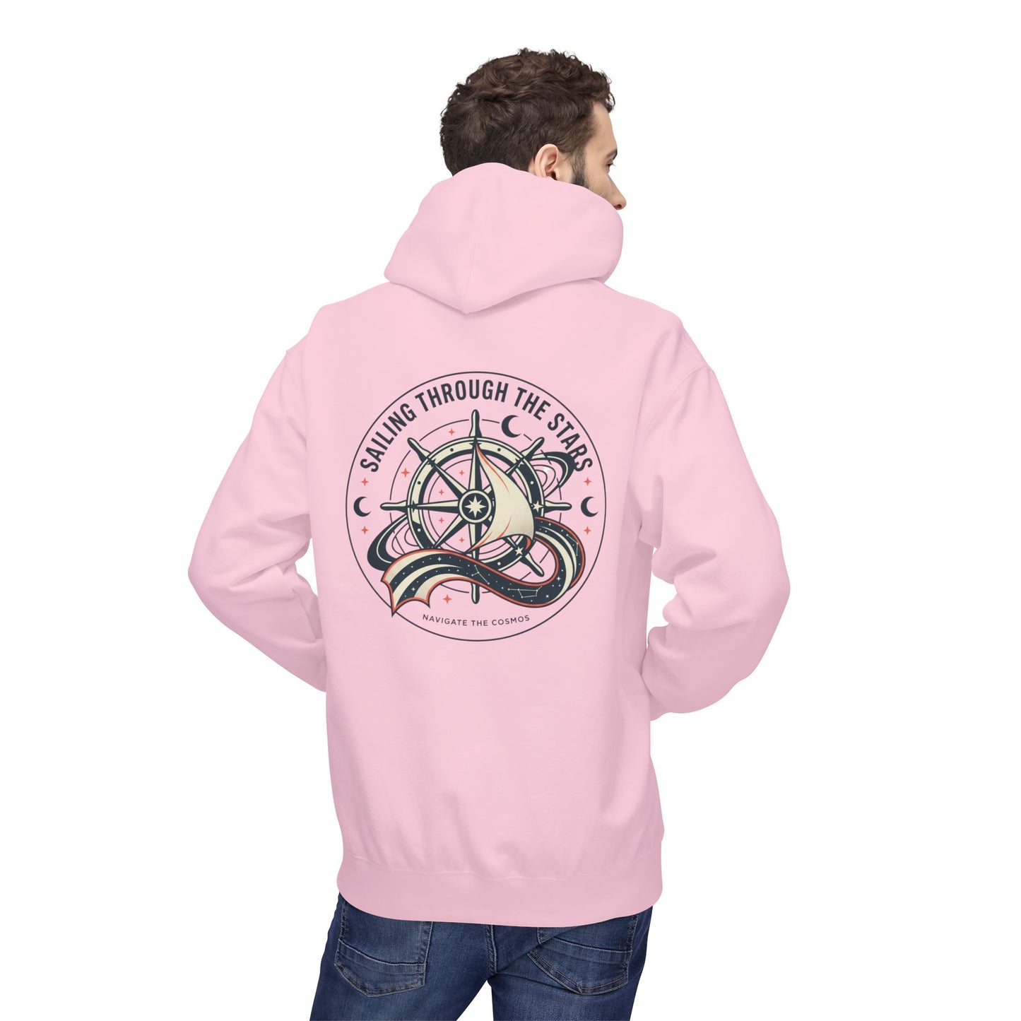 Celestial Nautical Hoodie – Spiritual Ocean Compass & Swirl Design | Astrology, Cosmic Streetwear, Unisex Hoodie