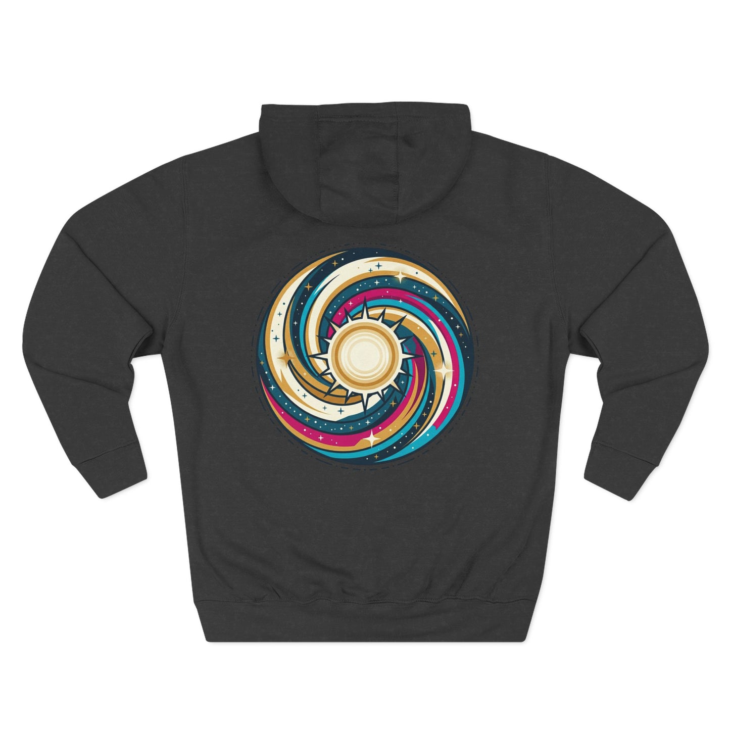 Swirl Sun Hoodie – Cosmic Spiral Sun Graphic Hoodie | Psychedelic Space Aesthetic, Celestial Streetwear, Unisex Hoodie