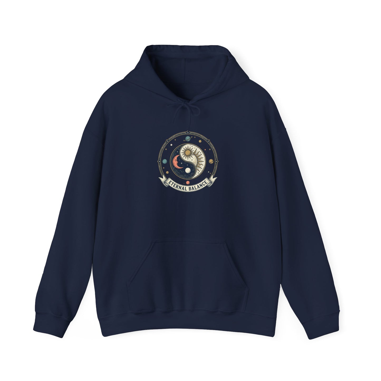 Yin Yang Eternal Balance Hoodie – Sun & Moon Spiritual Graphic Sweatshirt | Minimal Zen Streetwear
