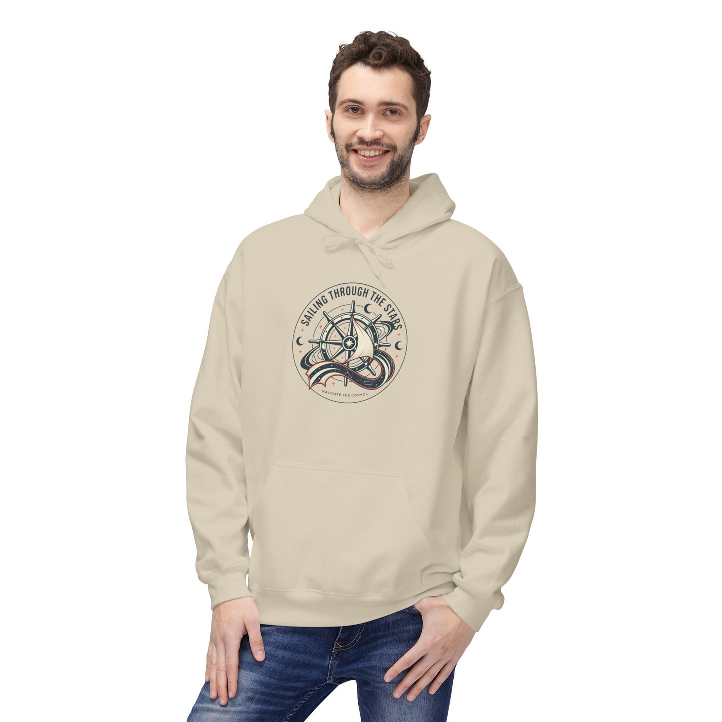 Celestial Nautical Hoodie – Spiritual Ocean Compass & Swirl Design | Astrology, Cosmic Streetwear, Unisex Hoodie