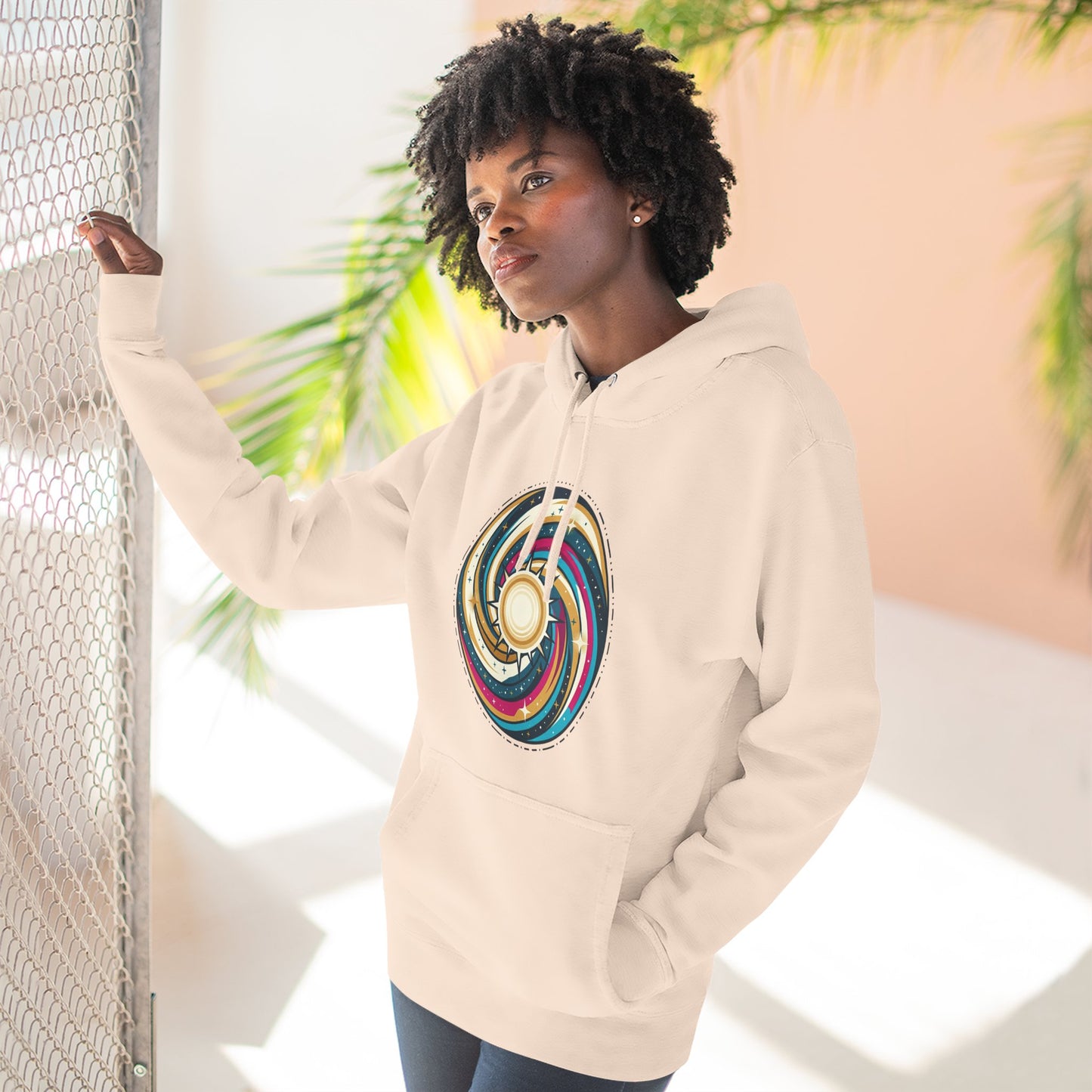 Swirl Sun Hoodie – Cosmic Spiral Sun Graphic Hoodie | Psychedelic Space Aesthetic, Celestial Streetwear, Unisex Hoodie