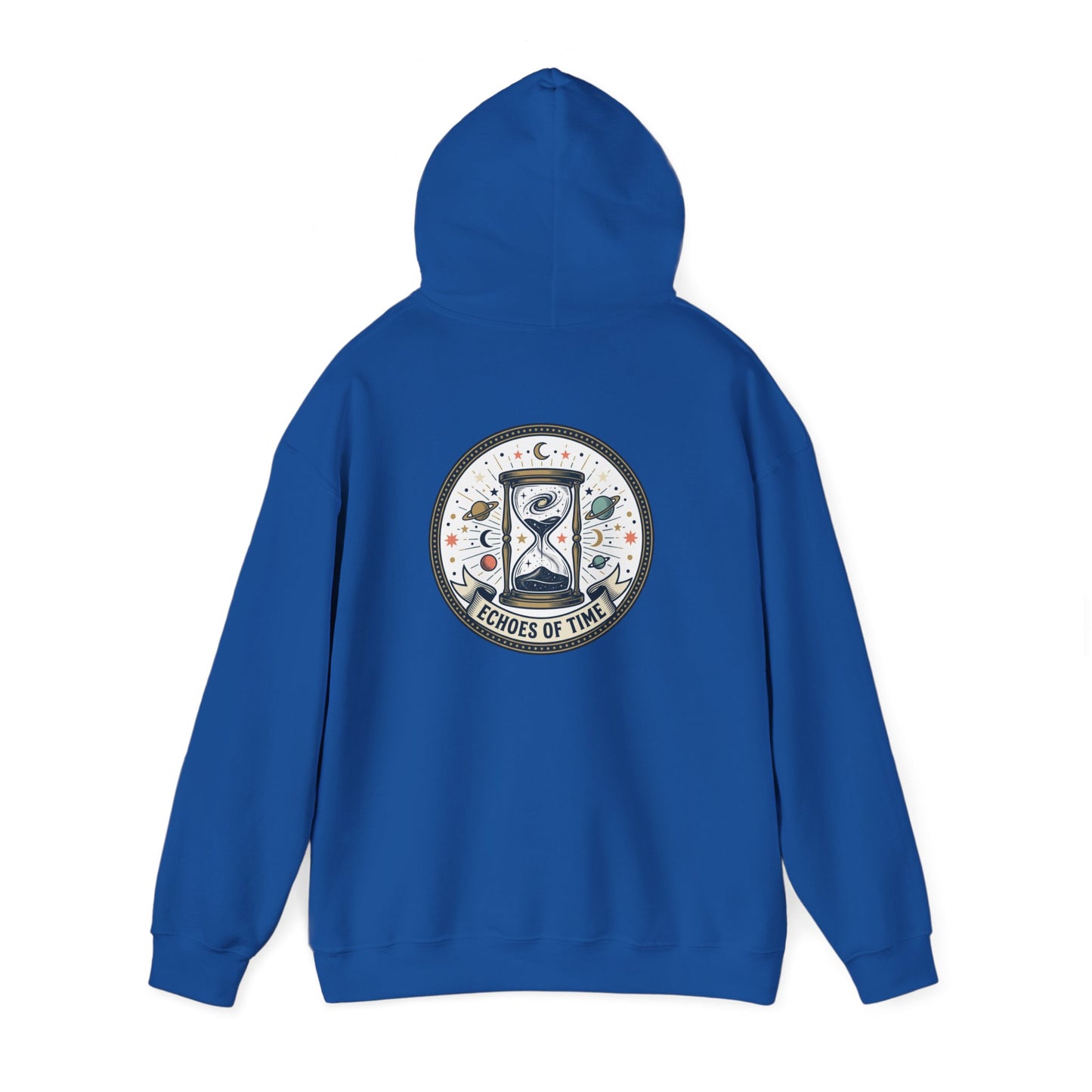 Hourglass Echoes Hoodie – “Echoes of Time” Vintage Celestial Graphic Sweatshirt | Minimal Cosmic Streetwear