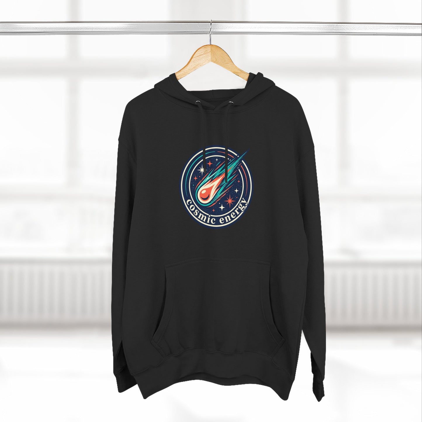 Cosmic Energy Hoodie – Meteor & Shooting Star Graphic Hoodie | Space Aesthetic, Celestial Streetwear, Unisex Hoodie