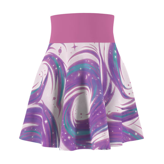 Pastel Marble Skater Skirt – Lavender & Teal Swirl Aesthetic Skirt | Women’s Flowy Soft Girl Skirt