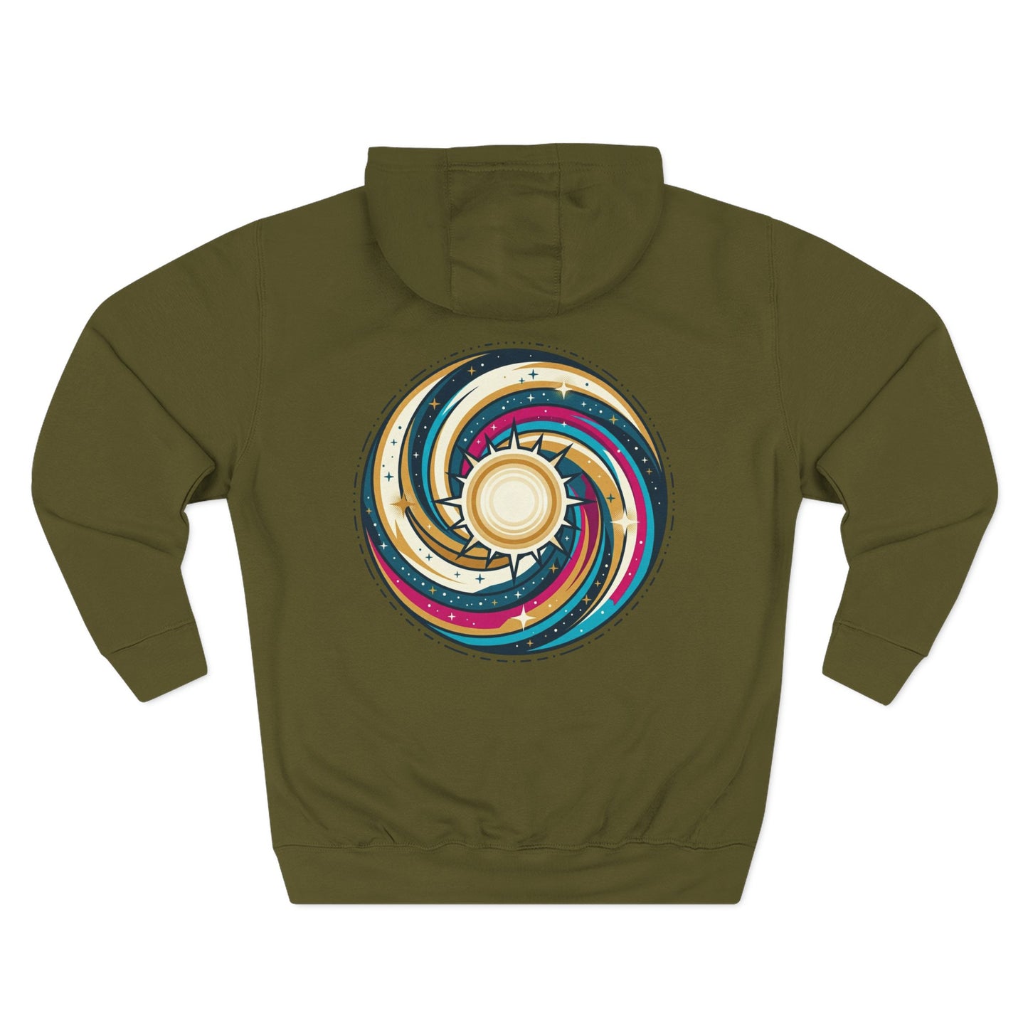 Swirl Sun Hoodie – Cosmic Spiral Sun Graphic Hoodie | Psychedelic Space Aesthetic, Celestial Streetwear, Unisex Hoodie